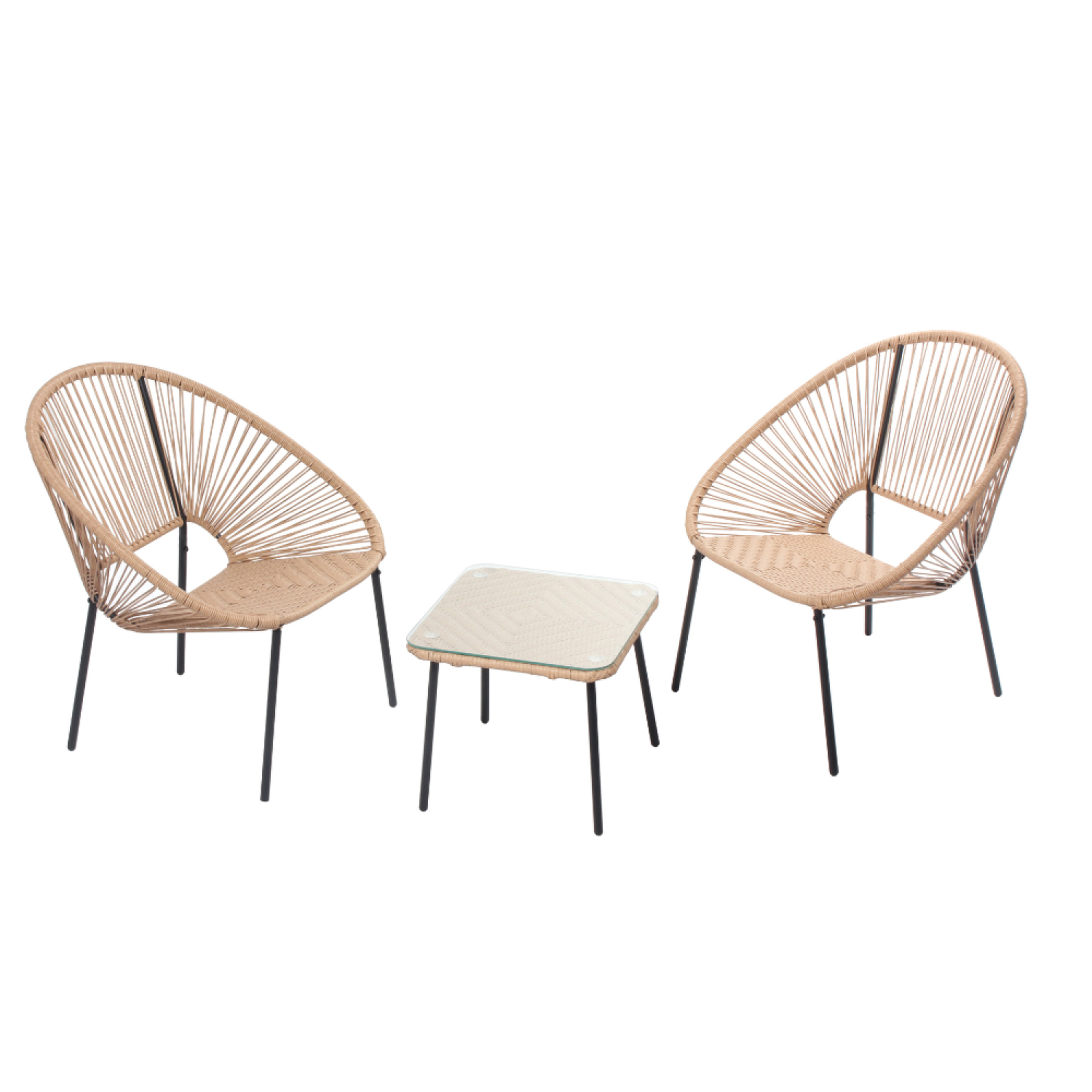 CONCEPT USINE Set de 2 fauteuils + table basse naturel acapulco