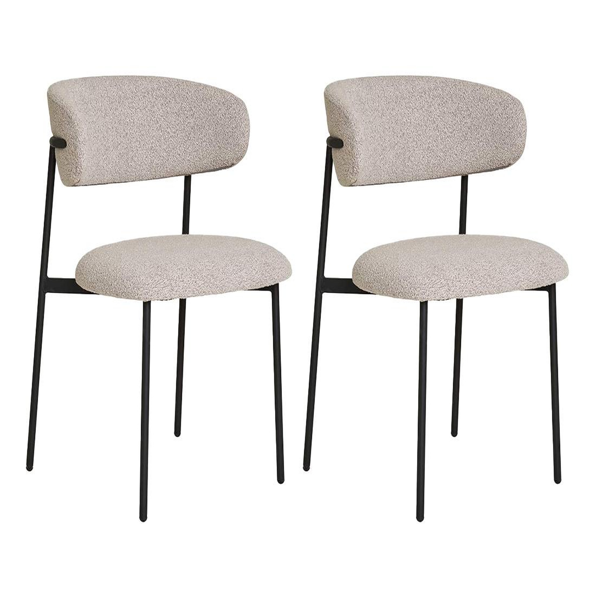 Voir la diapositive 2 : BEST MOBILIER Erica - lot de 2 chaises en tissu bouclette - pieds en acier