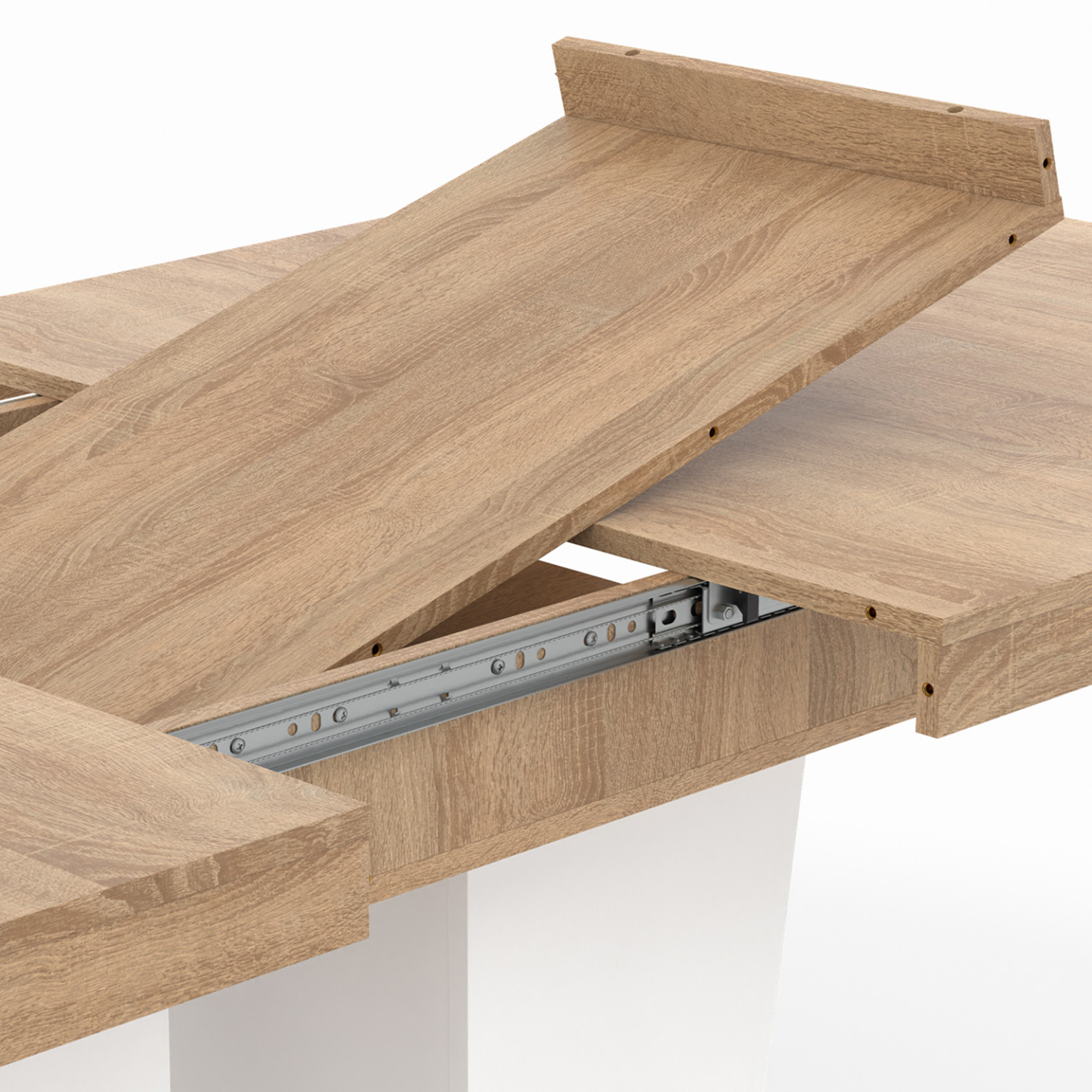 Voir la diapositive 6 : ID MARKET Table à manger extensible rectangle eliad 6-10 personnes bois et blanc 160-200 cm