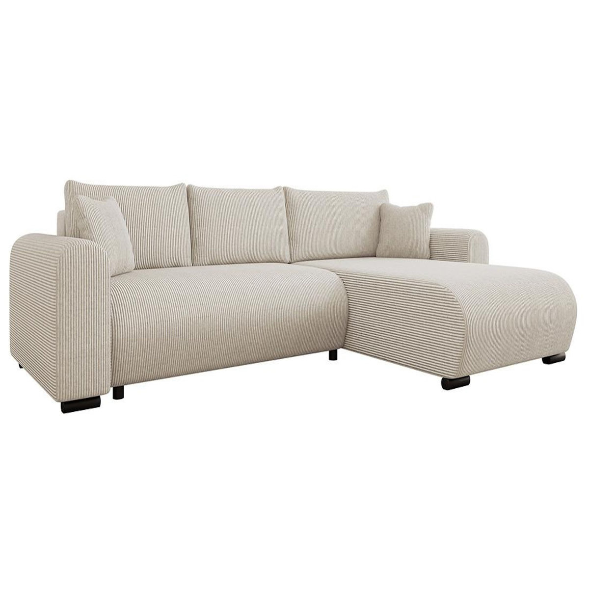 BEST MOBILIER Rosalie - canapé d'angle réversible 4 places convertible avec coffre en velours côtelé