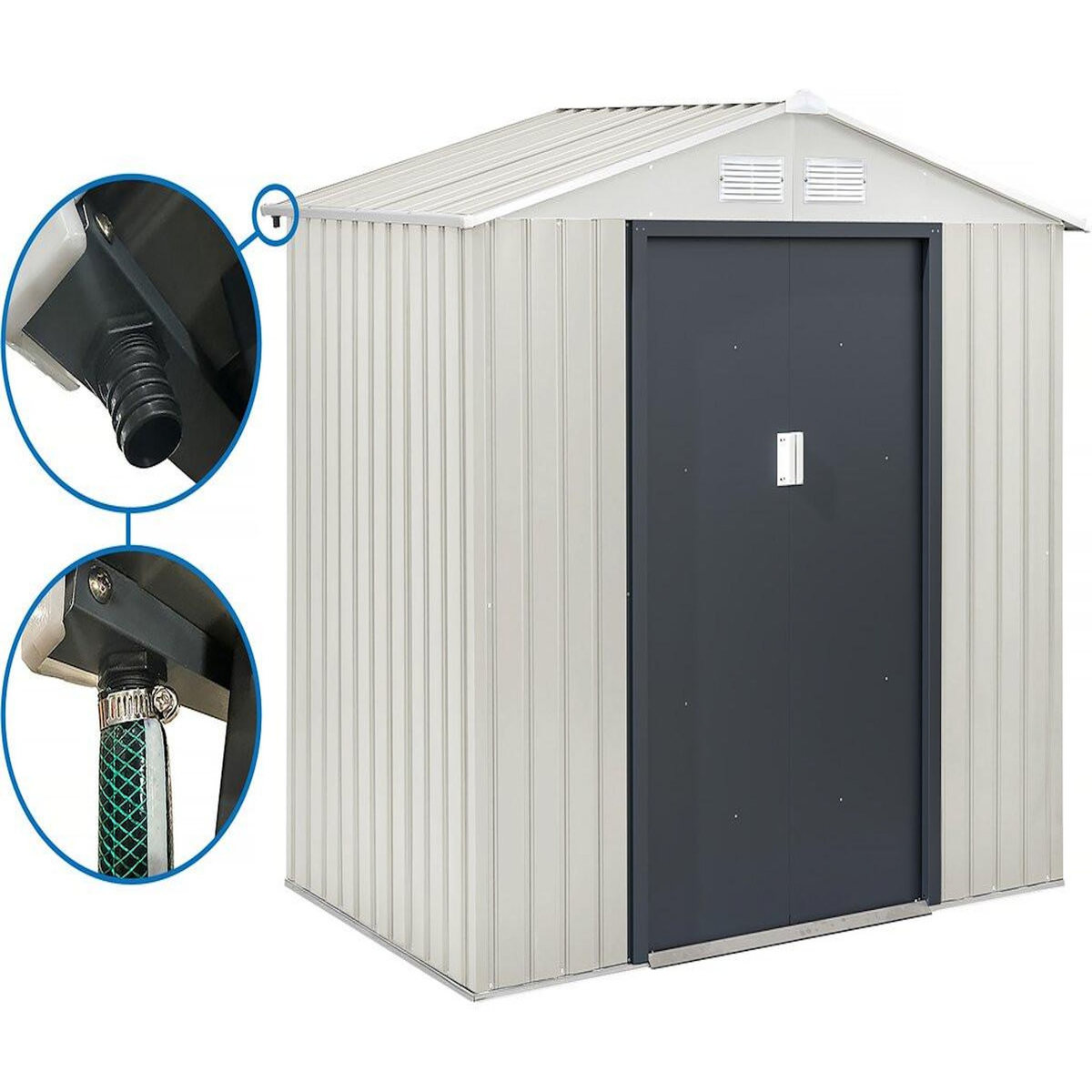 Habitat et Jardin Abri de jardin métal  Nebraska  - 4,07m² avec gouttière