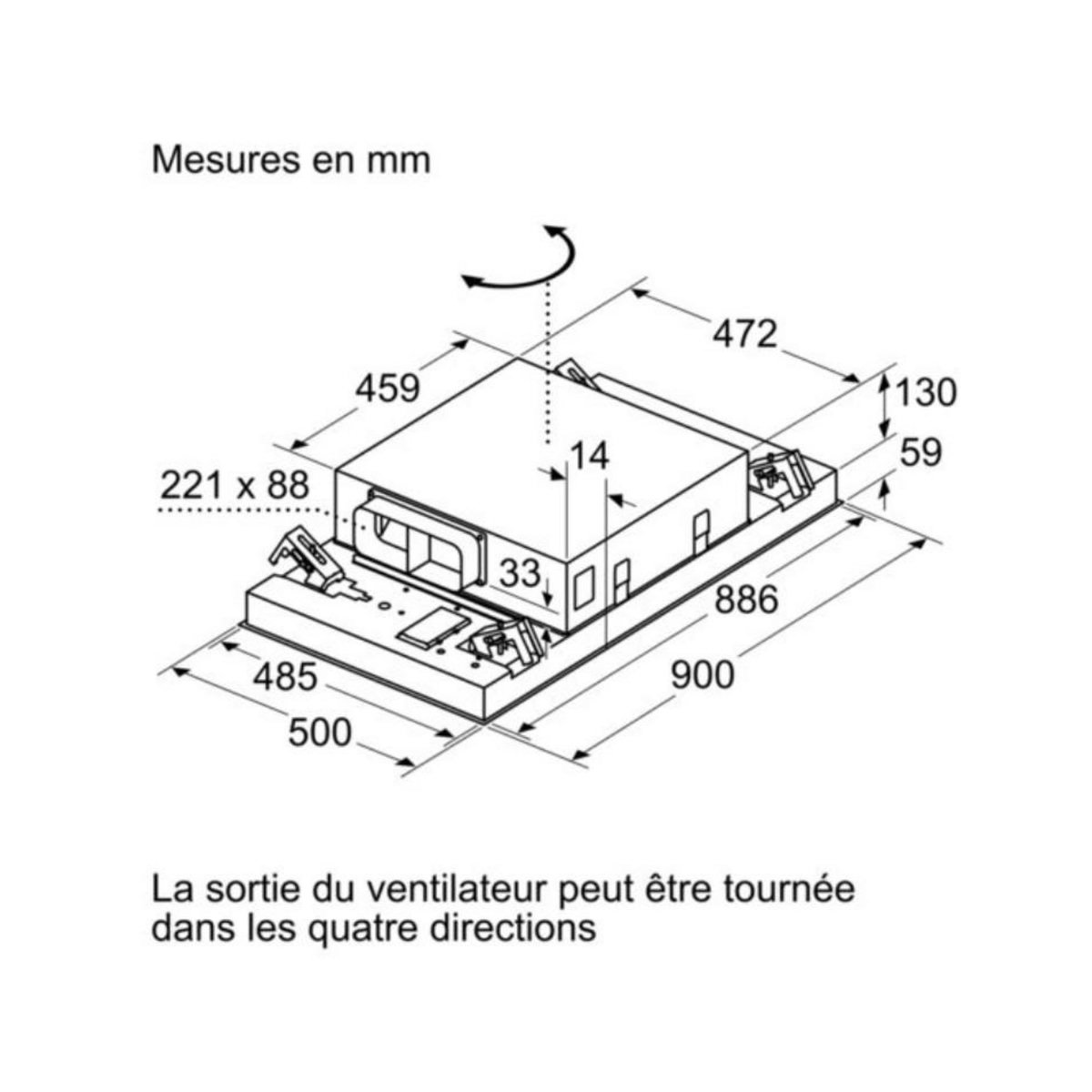 Neff Hotte de plafond 90cm 734m3/h b blanc - i94cbs8w0