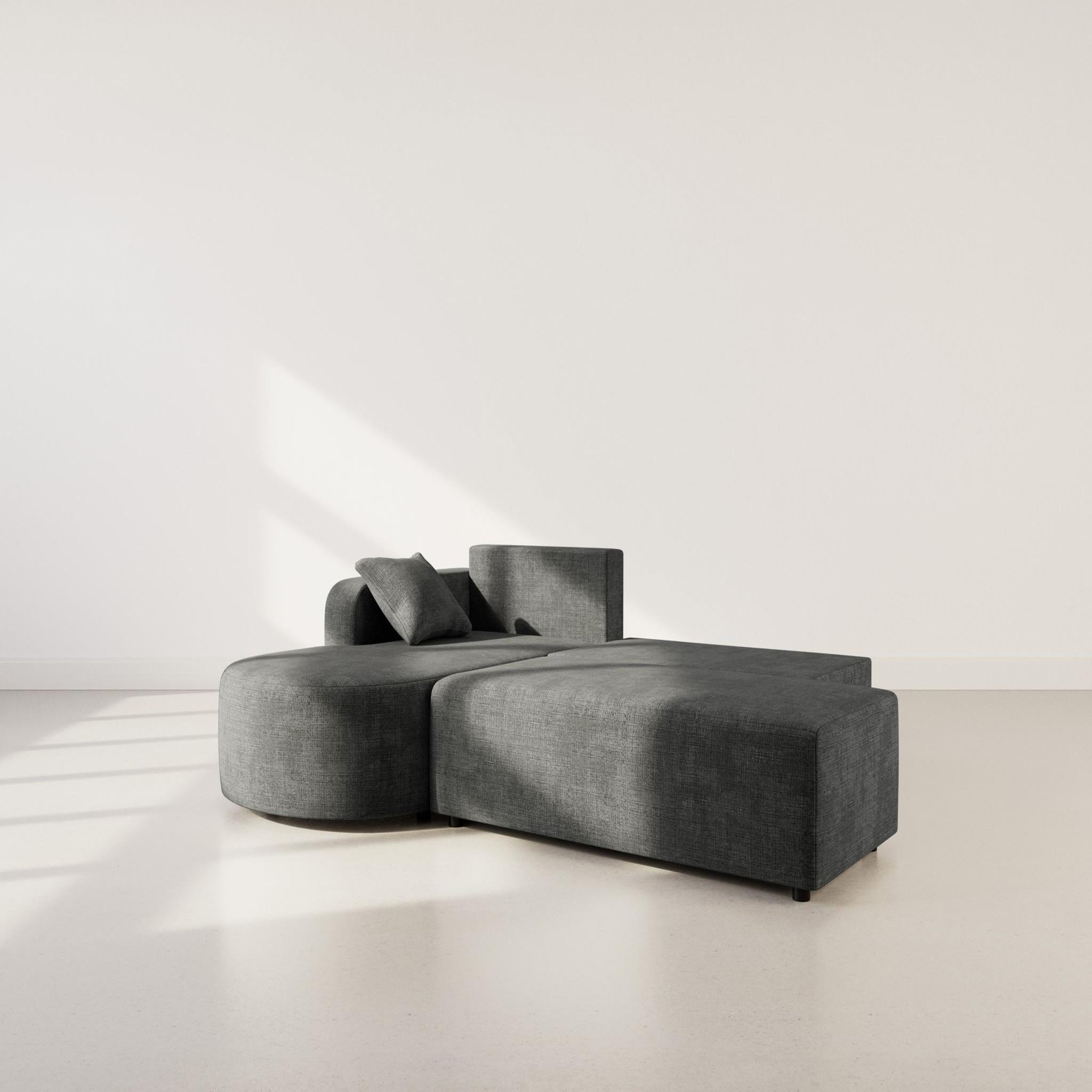 Voir la diapositive 2 : BEST MOBILIER Miro - canapé d'angle gauche 4 places convertible avec coffre en velours texturé