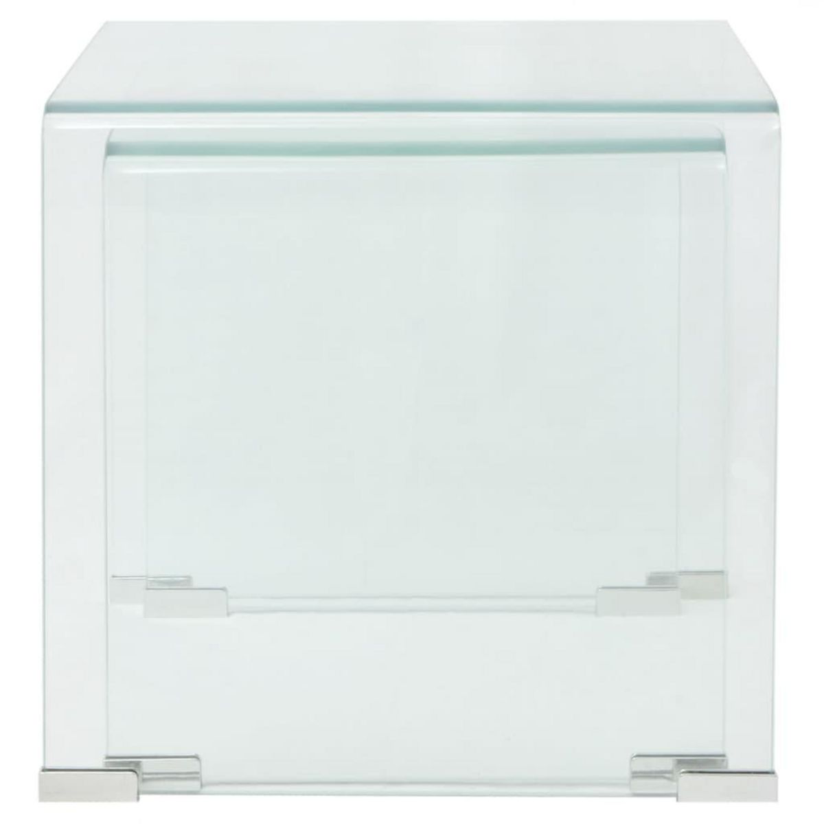 VIDAXL Ensemble de tables gigognes 2 Pieces Verre trempe Transparent