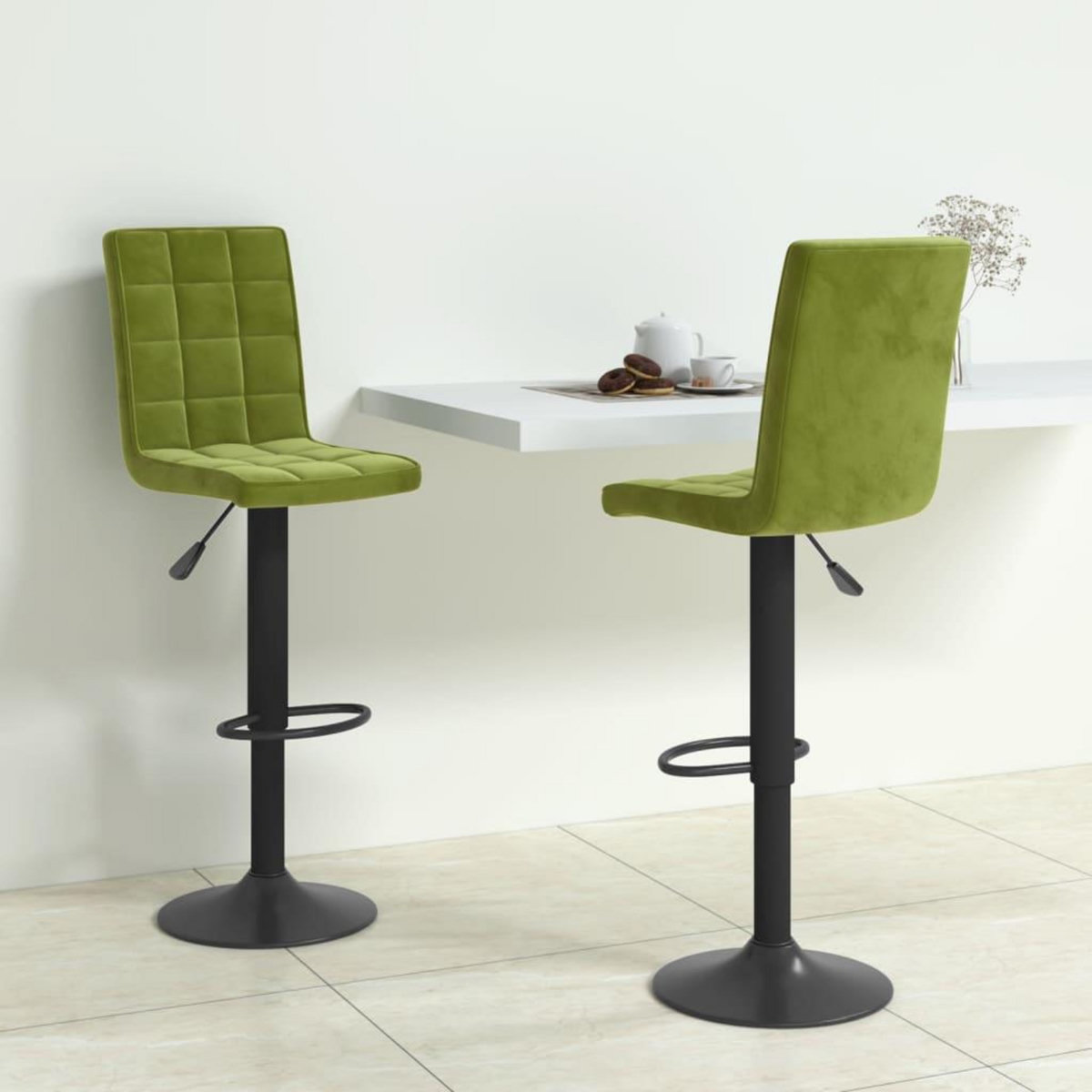 VIDAXL Tabourets de bar lot de 2 vert clair velours