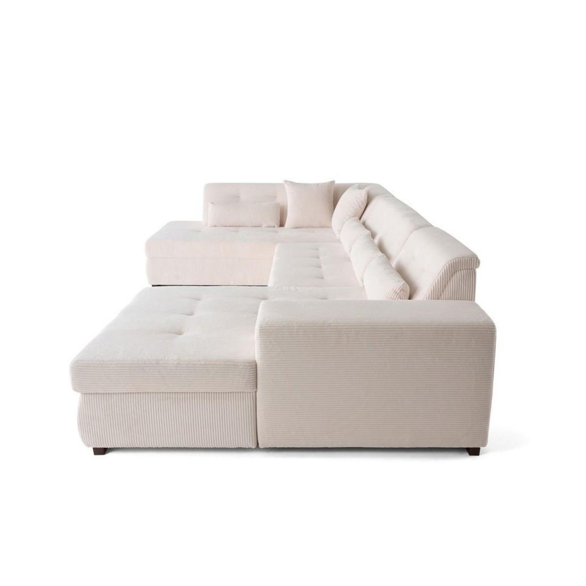 LISA DESIGN Vermont - canapé panoramique d'angle gauche - 7 places - en velours côtelé