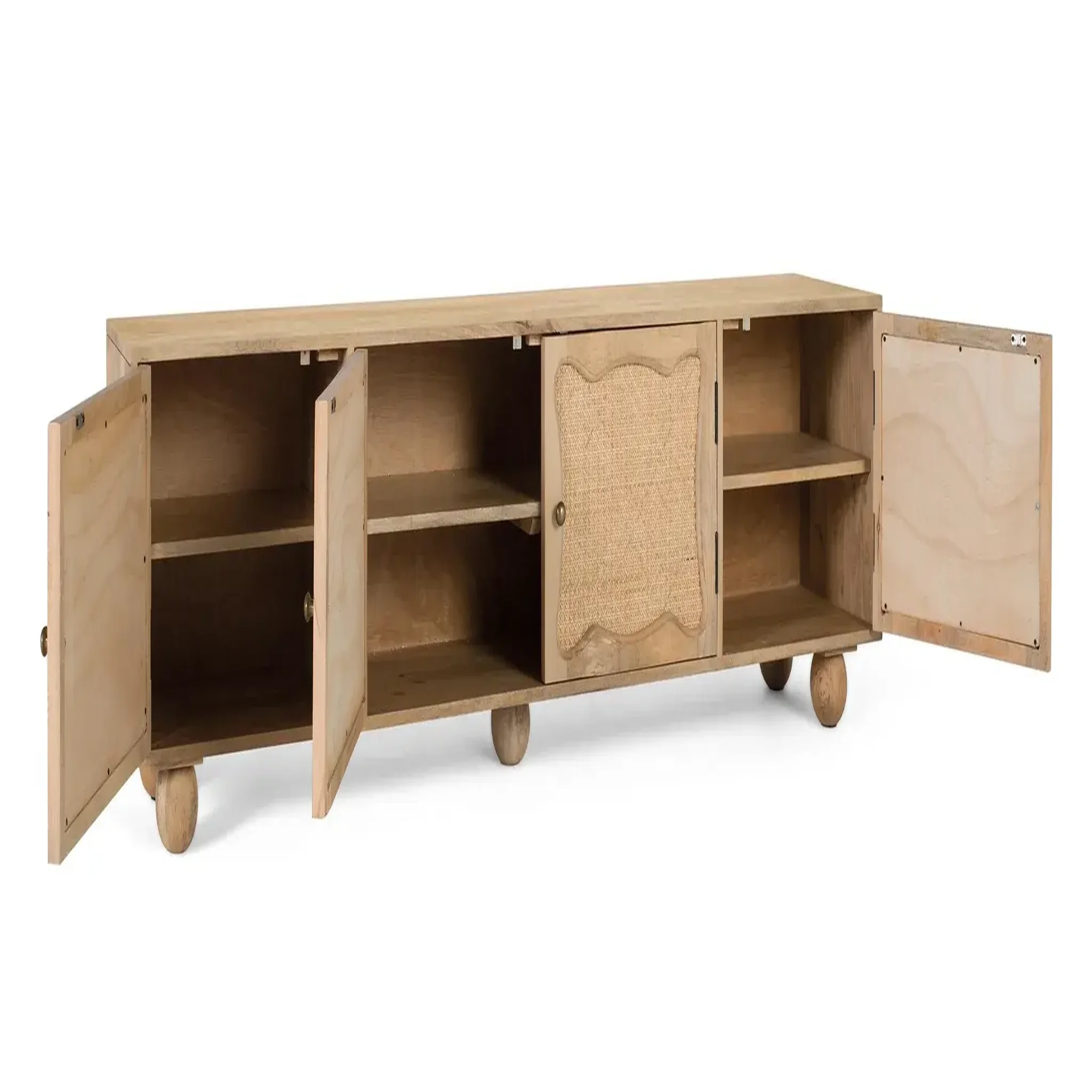 Voir la diapositive 2 : GINER Y COLOMER SL Meuble tv en bois de manguier 200 cm style boho méditerranéen