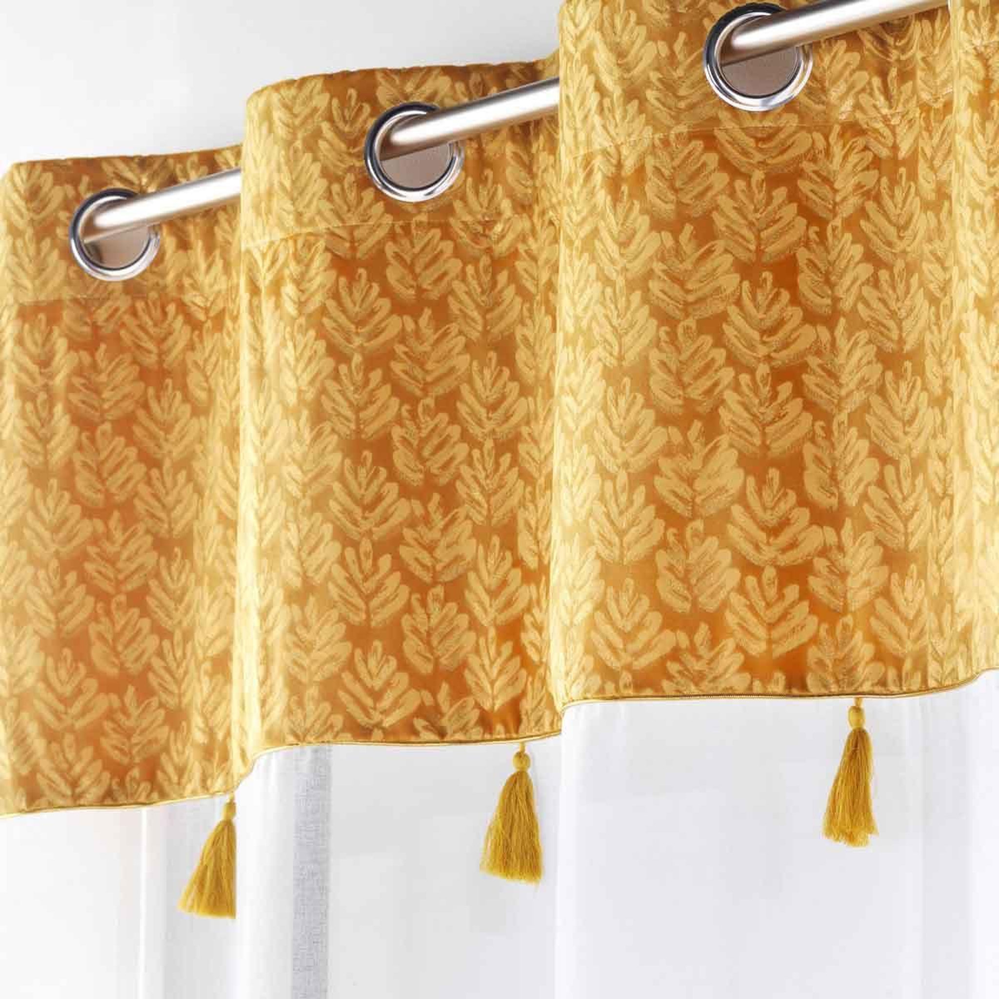 Voir la diapositive 2 : Douceur d'Intérieur Rideau voilage à œillets  evie  140x280cm ocre