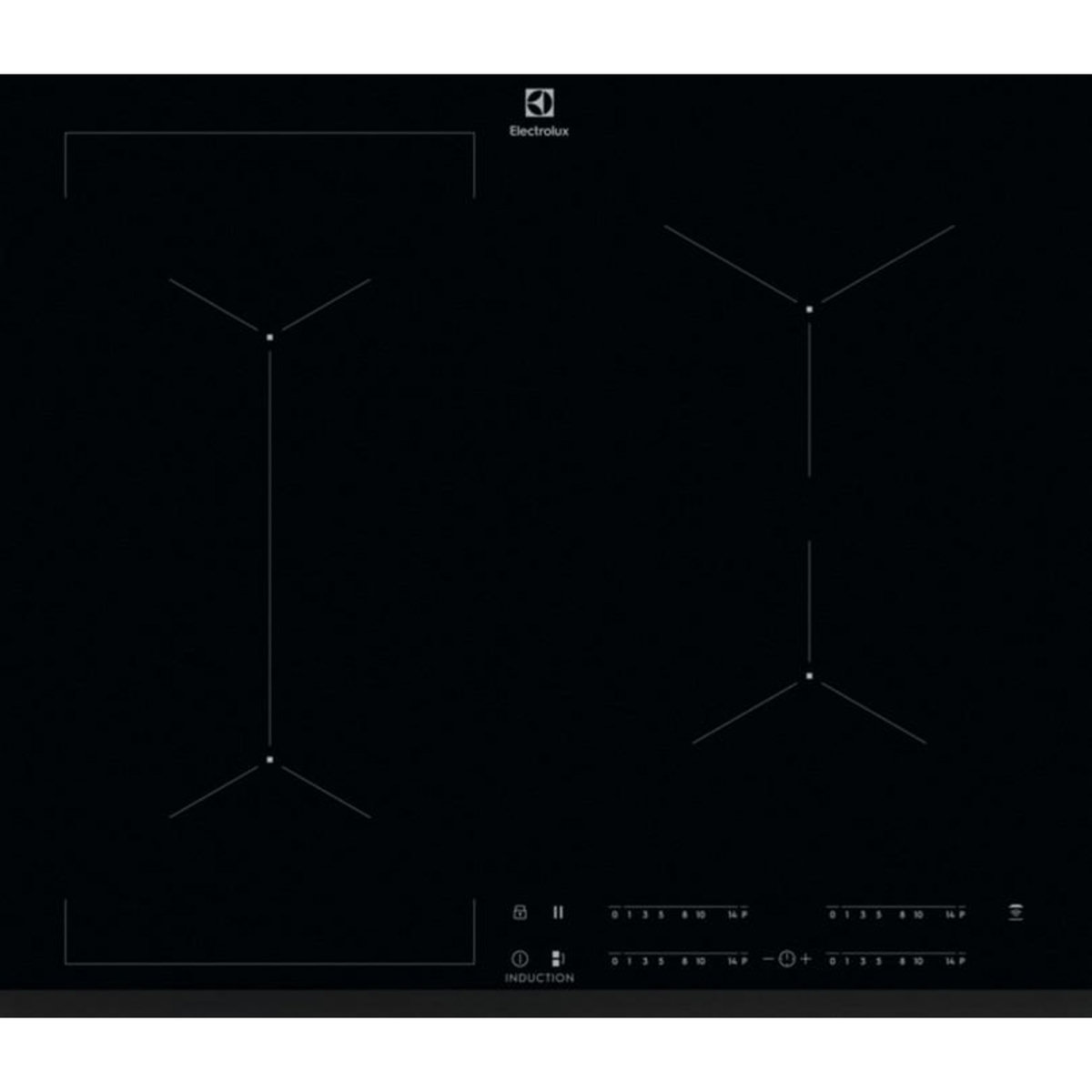 ELECTROLUX Table de cuisson à induction 59cm 4 feux 7200w flexinduction noir - eiv63443