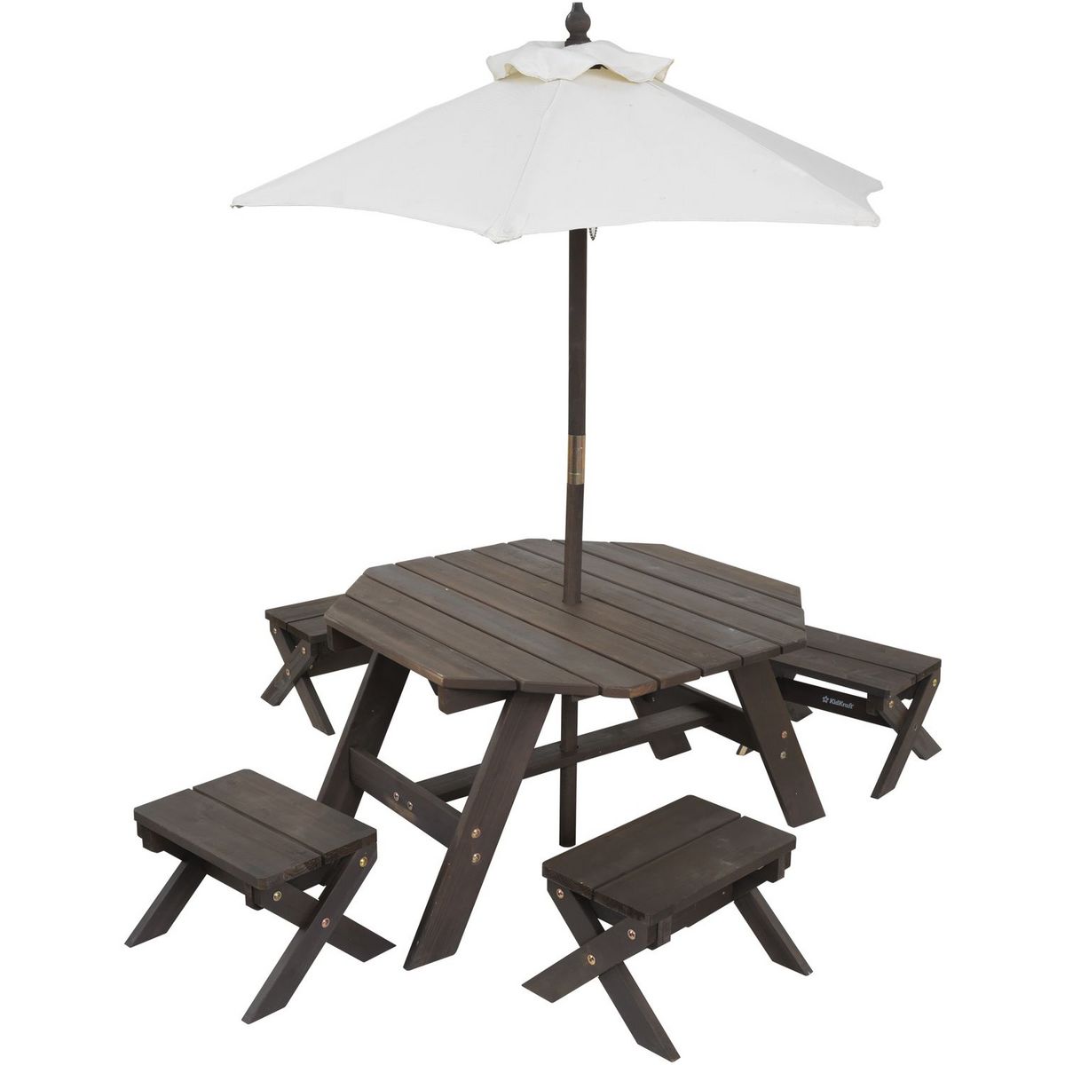 Kidkraft Ensemble jardin pour enfant avec parasol - Table et tabourets en bois - OCTAGON