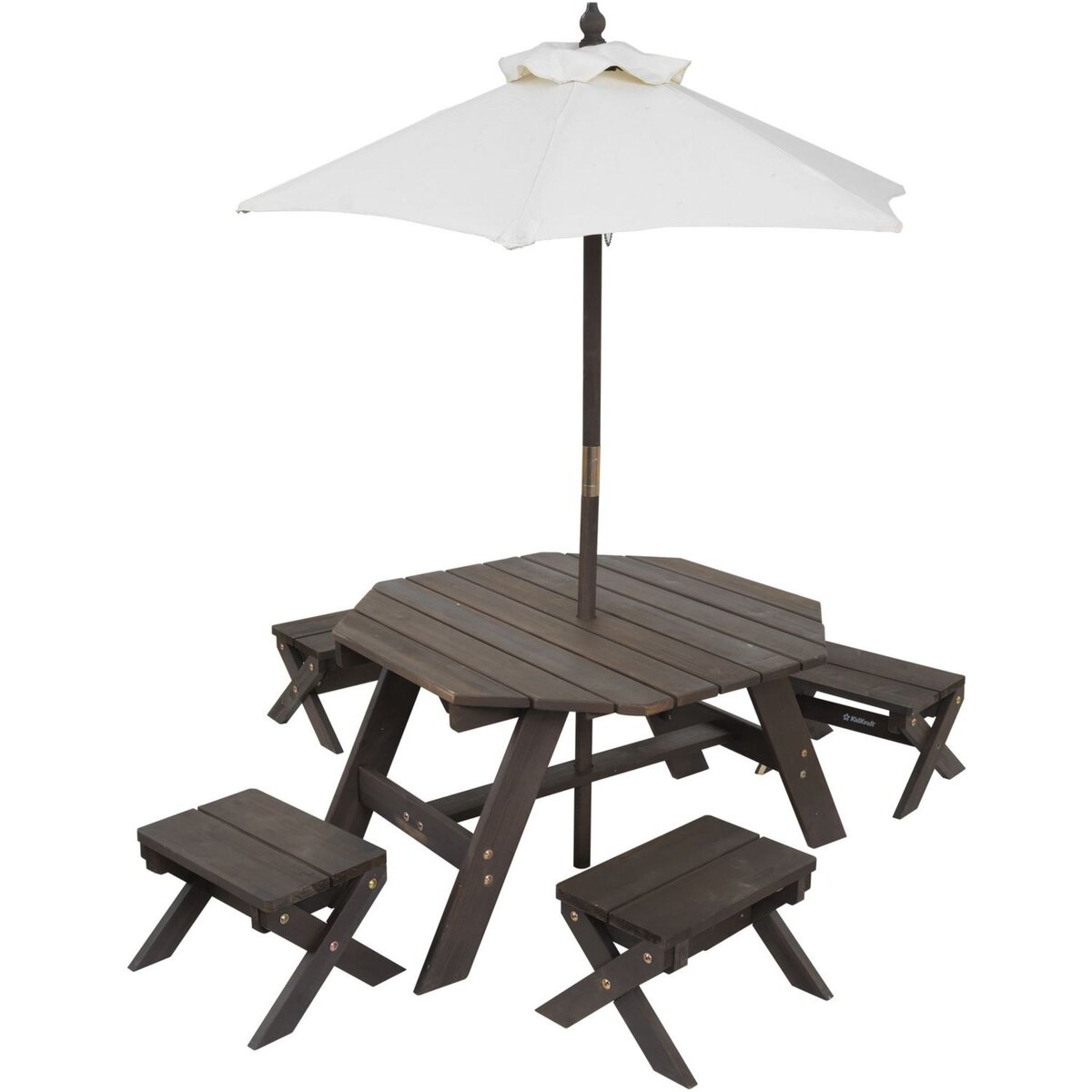 Kidkraft Ensemble jardin pour enfant avec parasol - Table et tabourets en bois - OCTAGON