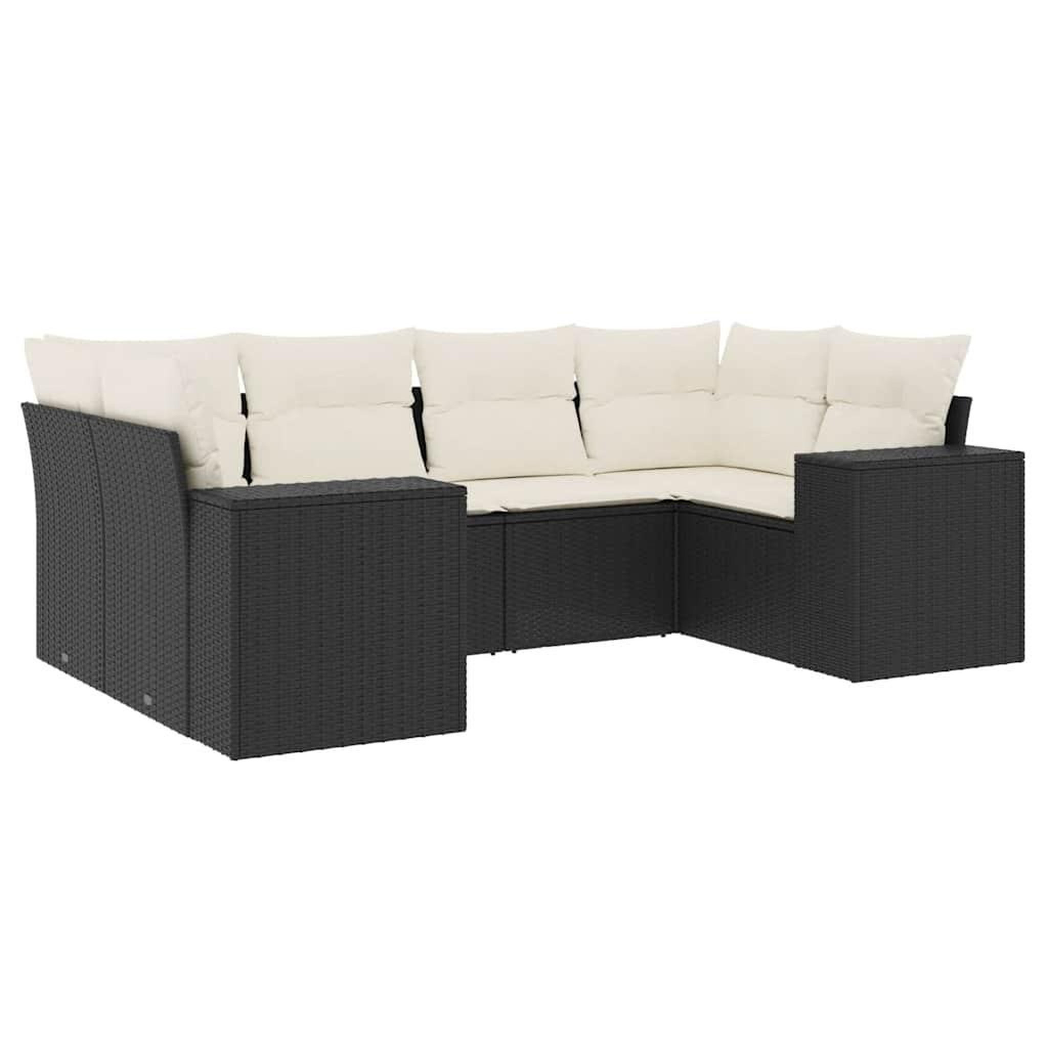Voir la diapositive 2 : VIDAXL Salon de jardin 6 pcs avec coussins noir resine tressee