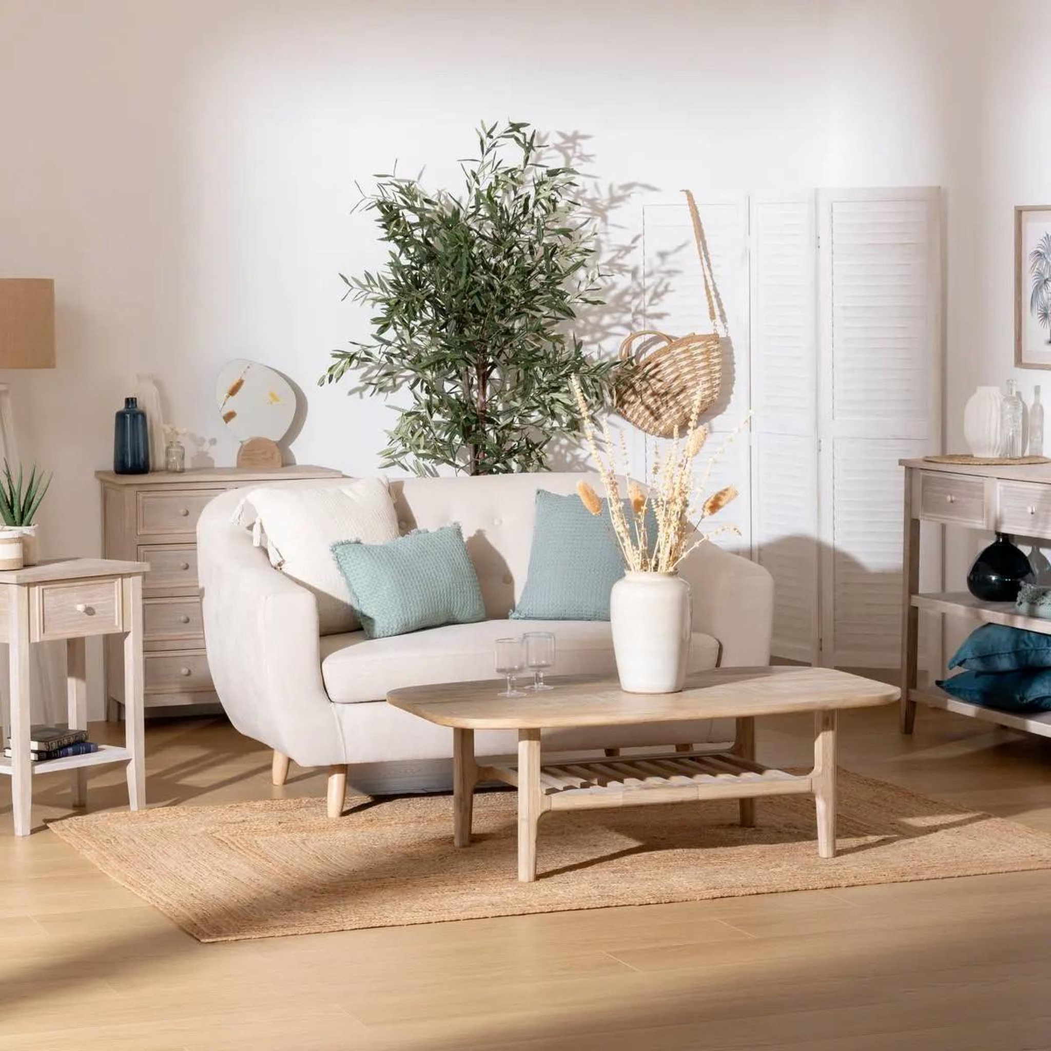 Voir la diapositive 4 : ATMOSPHERA Canapé 2 places design  rétro  150cm beige lin