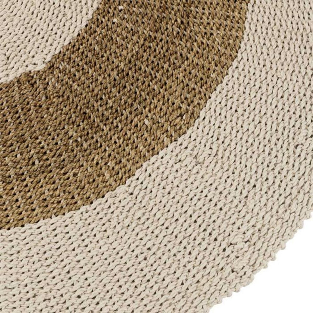 Paris Prix Tapis Rond Déco  Zostère  120cm Blanc & Naturel