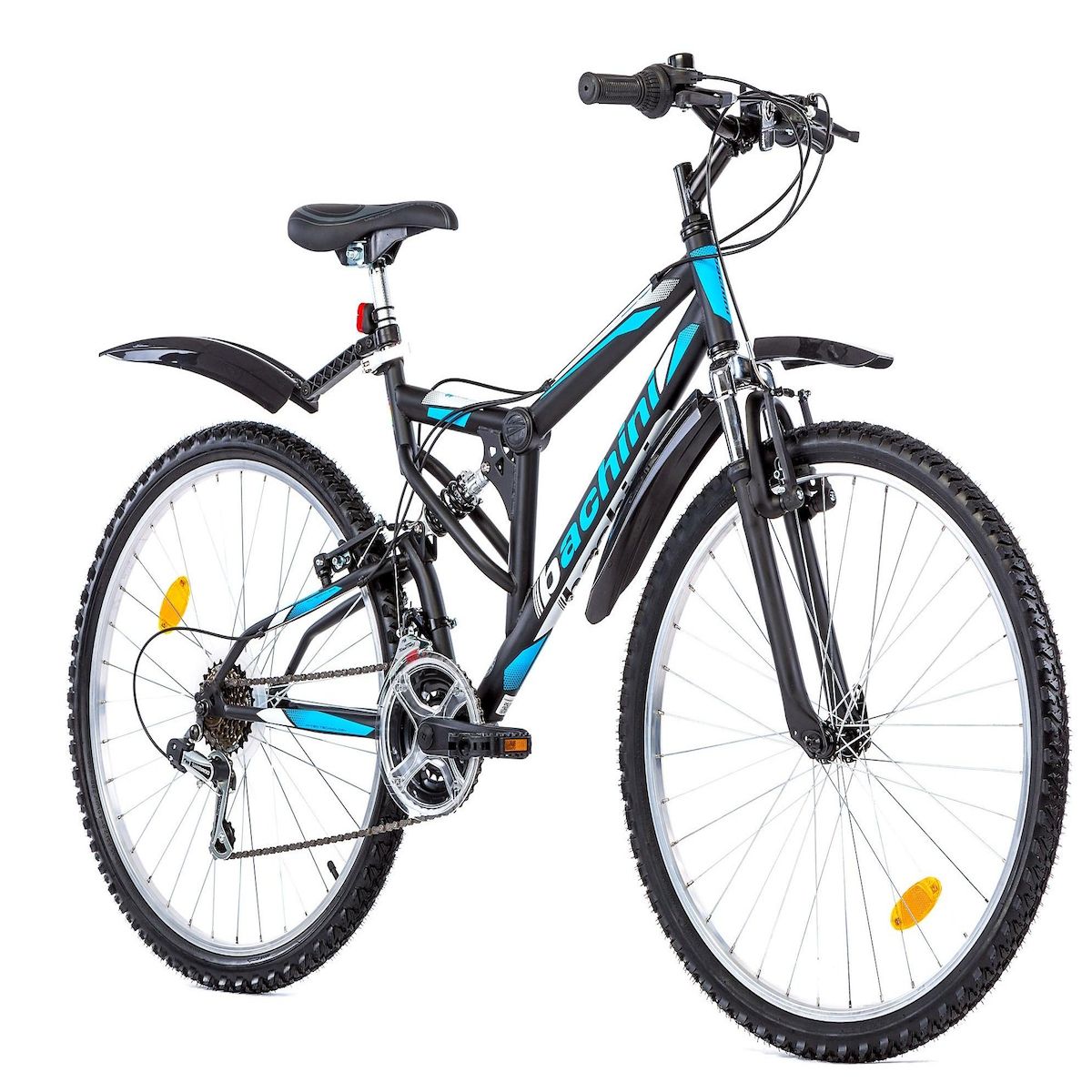 BACHINI Vélo 26'' - VTT 26'' - Modèle  BACHINI  Tout Suspendu - 18 Vitesses - Transmission Shimano ( Dérailleurs, roue libre & Poignées )  - Freins V-Brake Aluminium