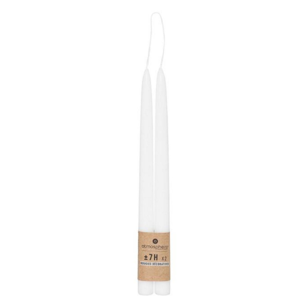 ATMOSPHERA Lot de 2 Bougies Bâton  Hugo  30cm Blanc