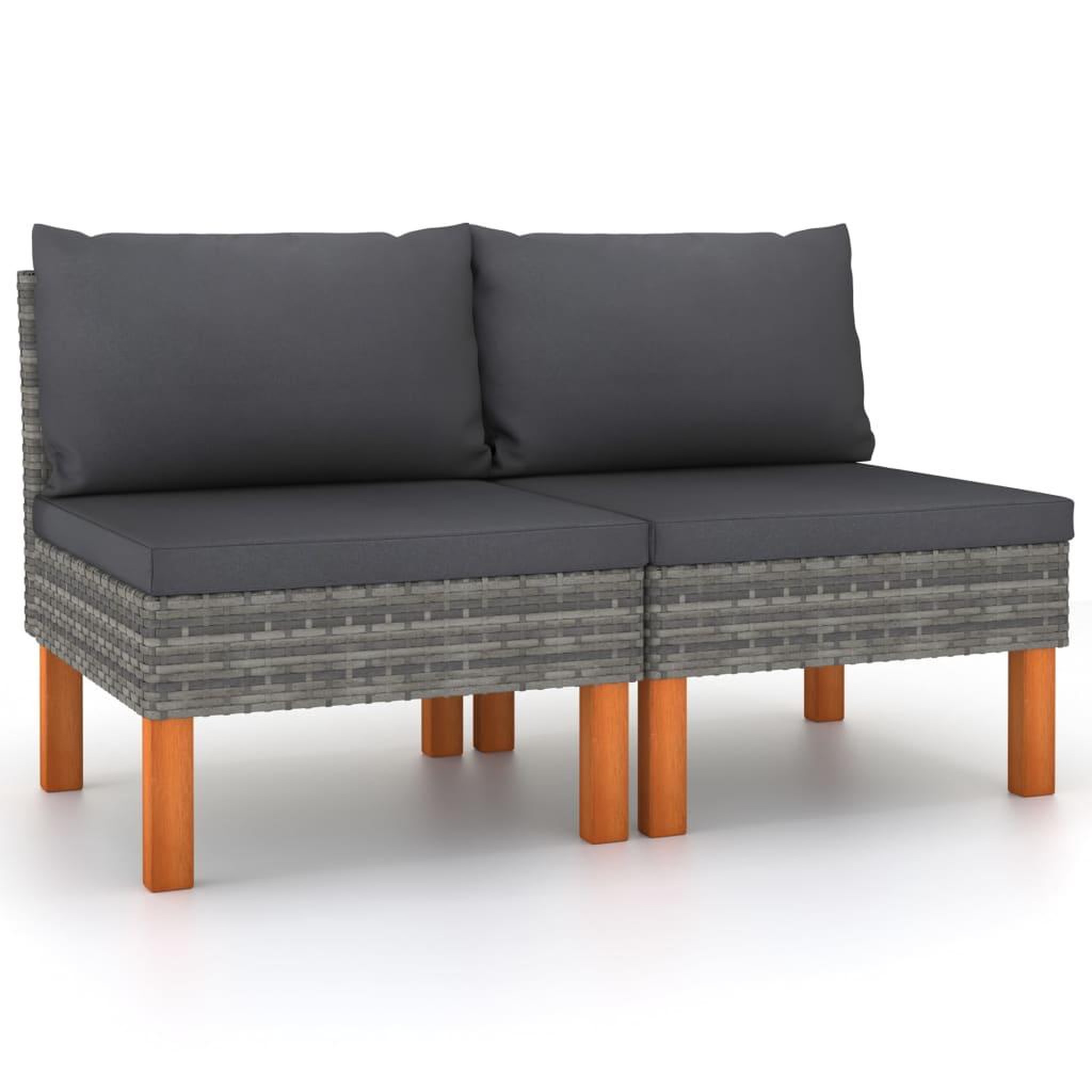 Voir la diapositive 1 : VIDAXL Canapes centraux 2 pcs Resine tressee et bois d'eucalyptus