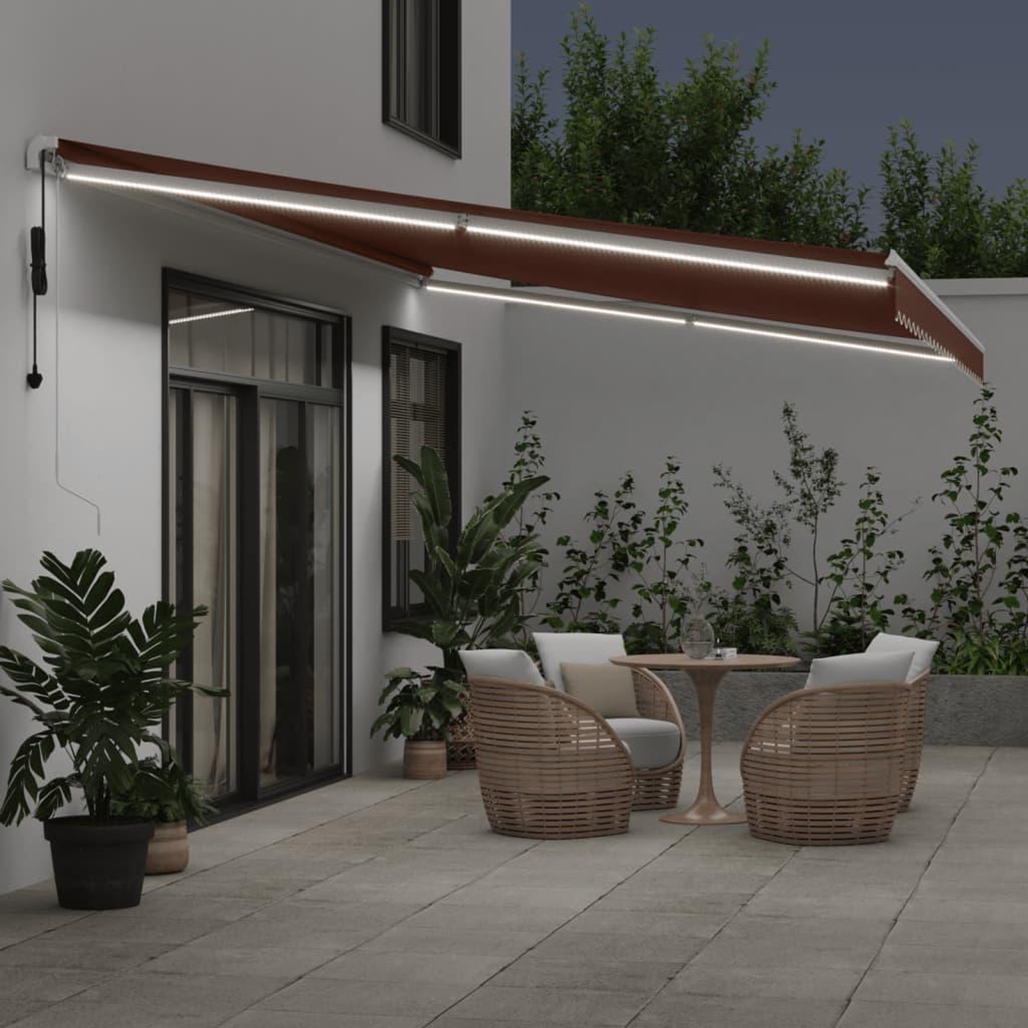 Voir la diapositive 3 : VIDAXL Auvent retractable automatique avec LED marron 600x300 cm