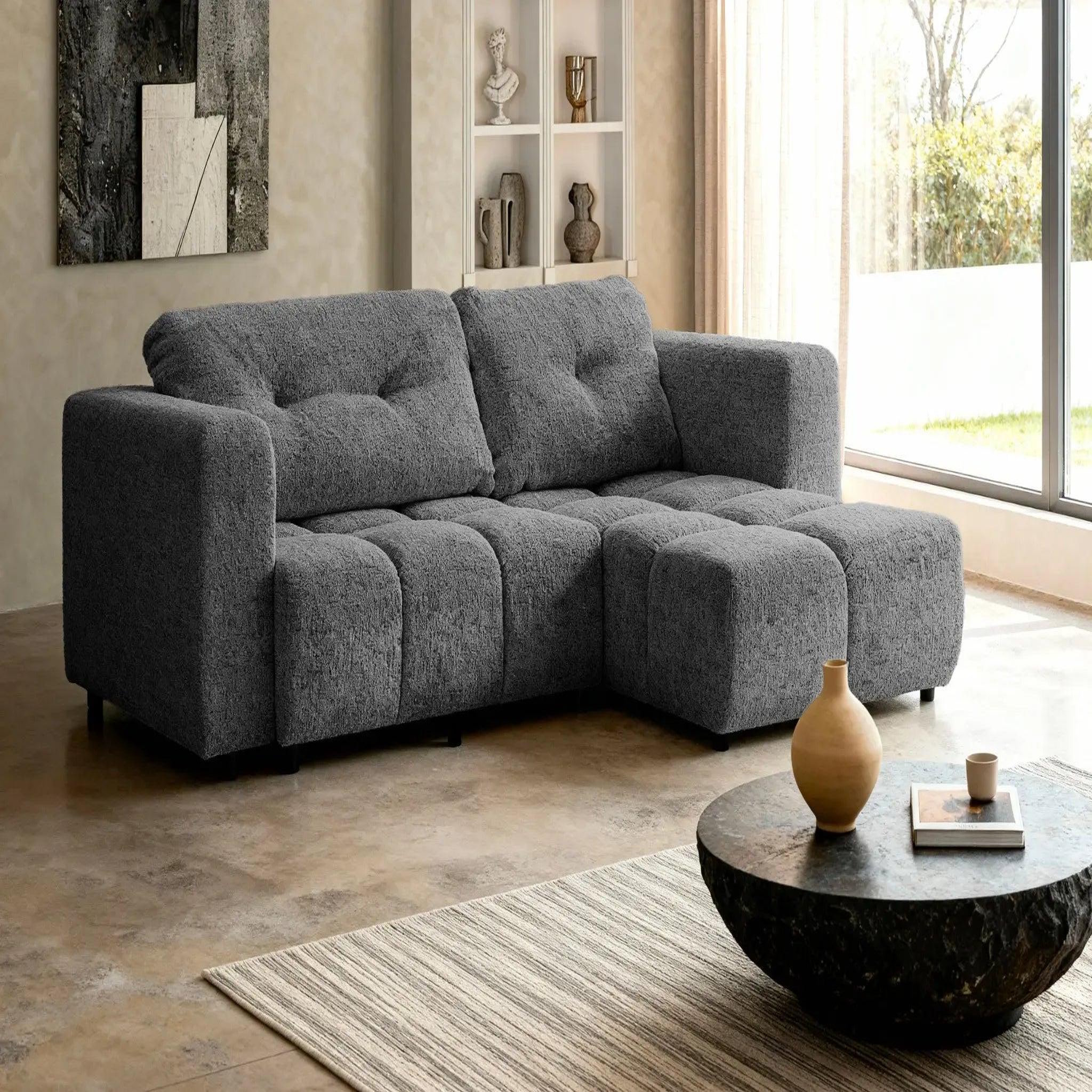 Voir la diapositive 6 : CASANOVA PARIS Romy 3 places - canapé d'angle convertible tissu chenille 3 places