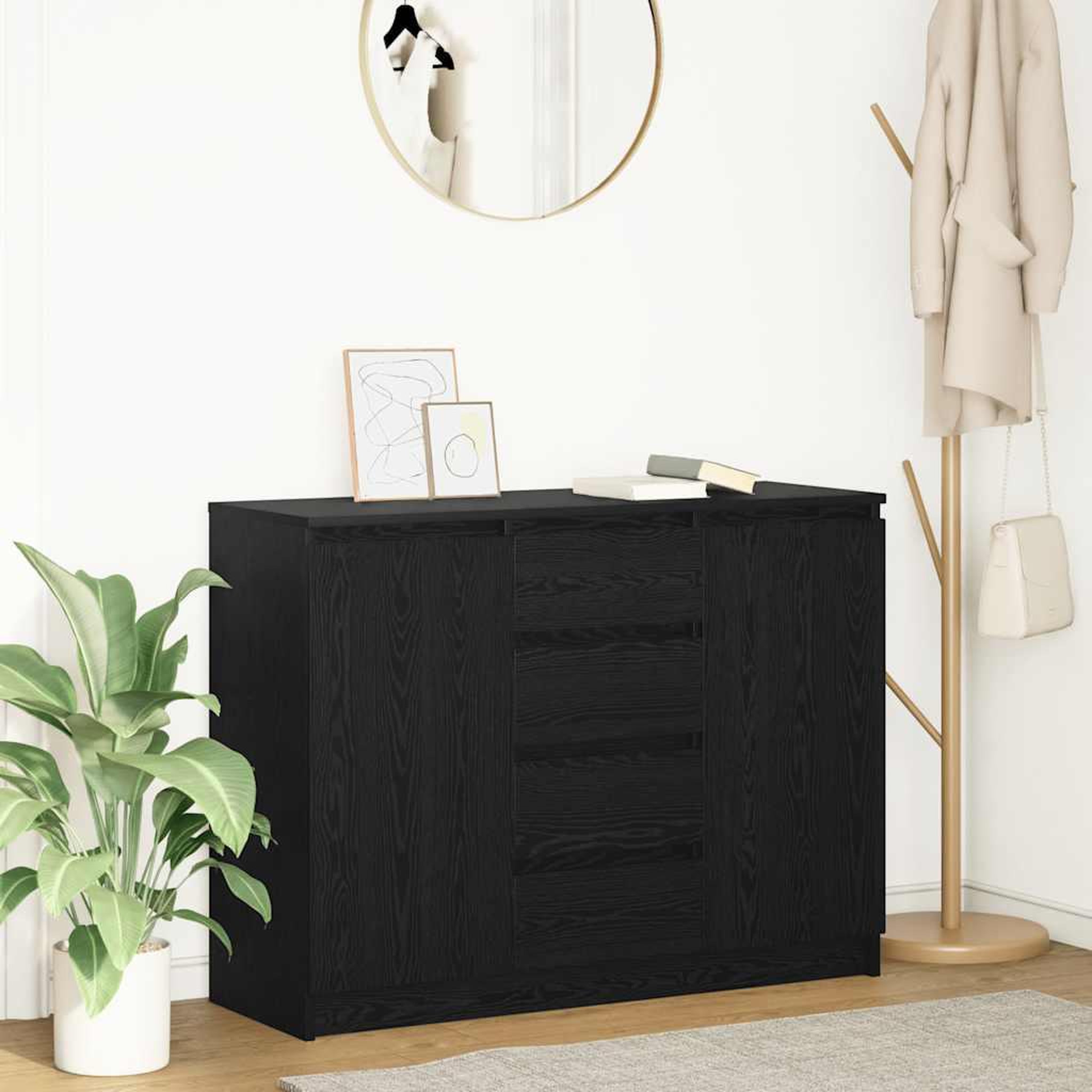 VIDAXL Buffet avec tiroirs chene noir 100,5x35x76 cm bois d'ingenierie