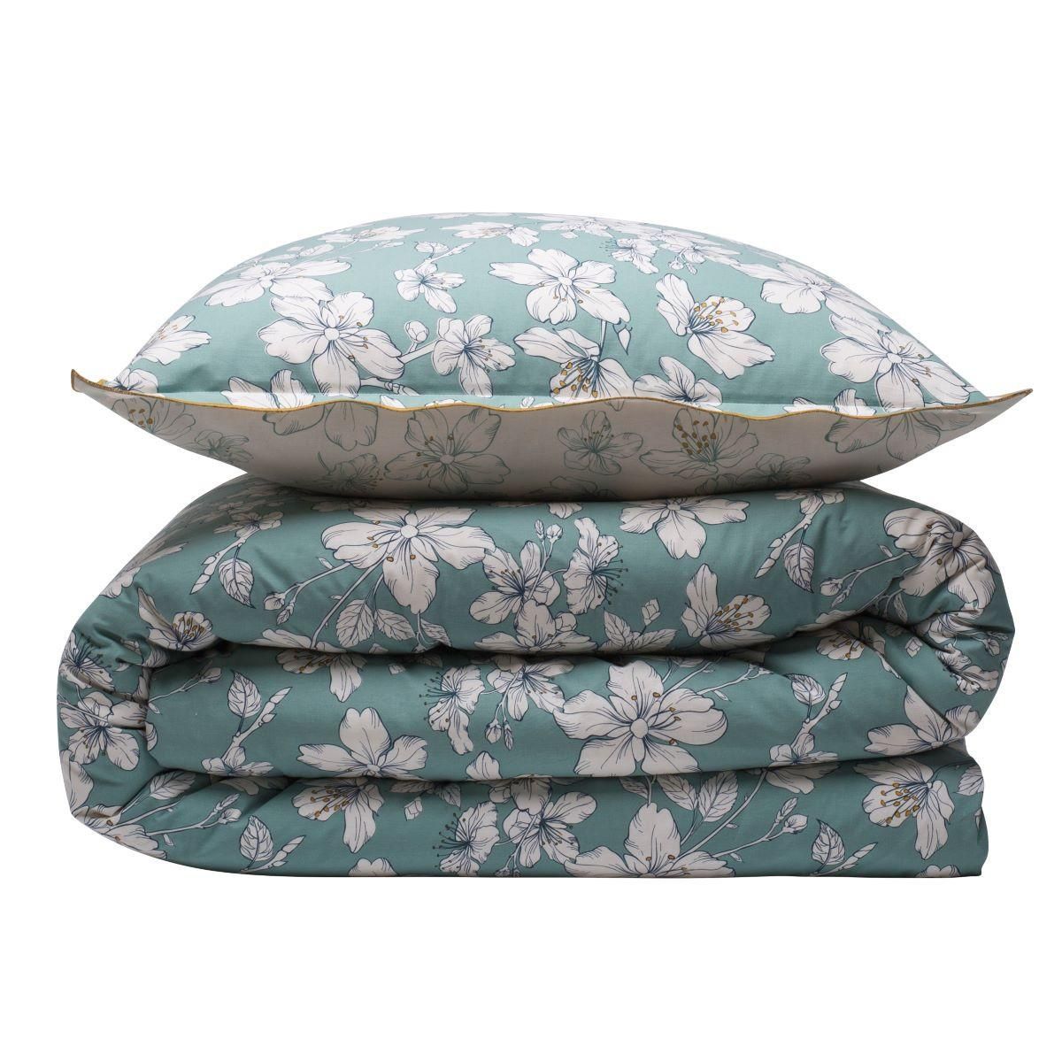 FUTURE HOME Parure de lit 2 personnes fleurie réversible