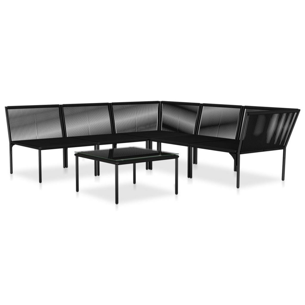 VIDAXL Salon de jardin 6 pcs avec coussins Noir PVC