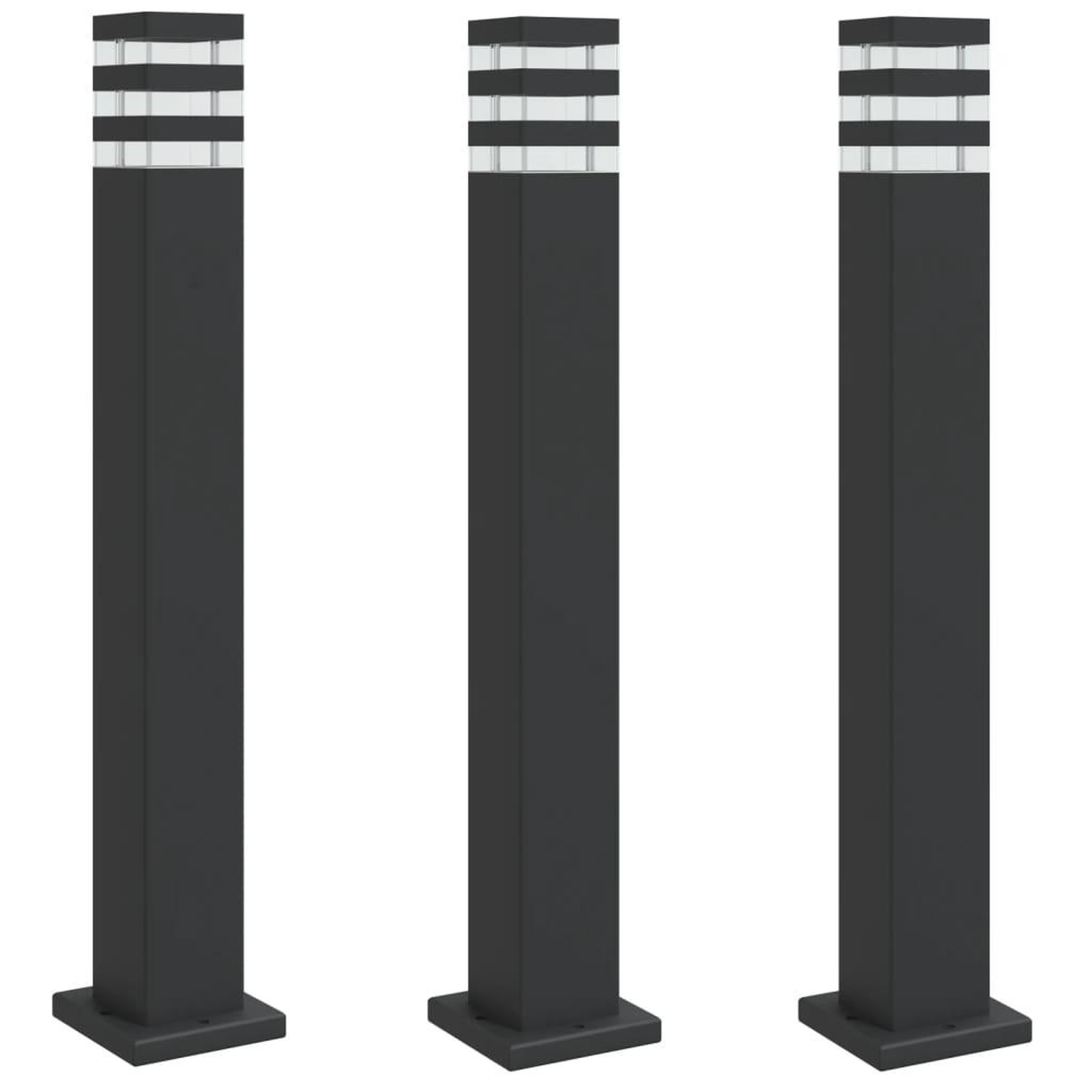 Voir la diapositive 2 : VIDAXL Lampadaires d'exterieur 3 pcs noir 80 cm aluminium