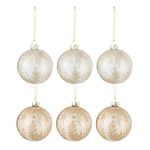 Paris Prix Lot de 6 Boules de Noël  Feuilles  8cm Beige & Or