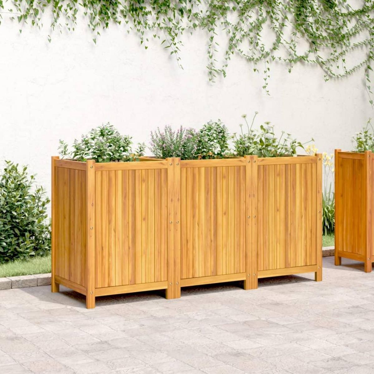 VIDAXL Jardiniere avec doublure 150x50x75 cm bois massif d'acacia