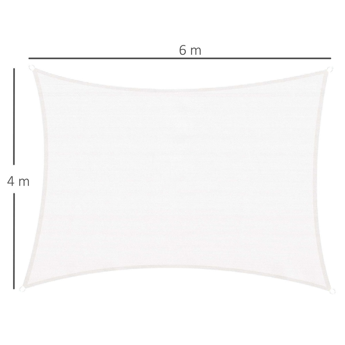 HOMCOM Voile d'ombrage rectangulaire 4 x 6 m toile solaire taud de soleil crème