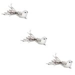 FEERIC LIGHT & CHRISTMAS Sujet de Noël 3 Oiseaux  Glacé  15cm Blanc