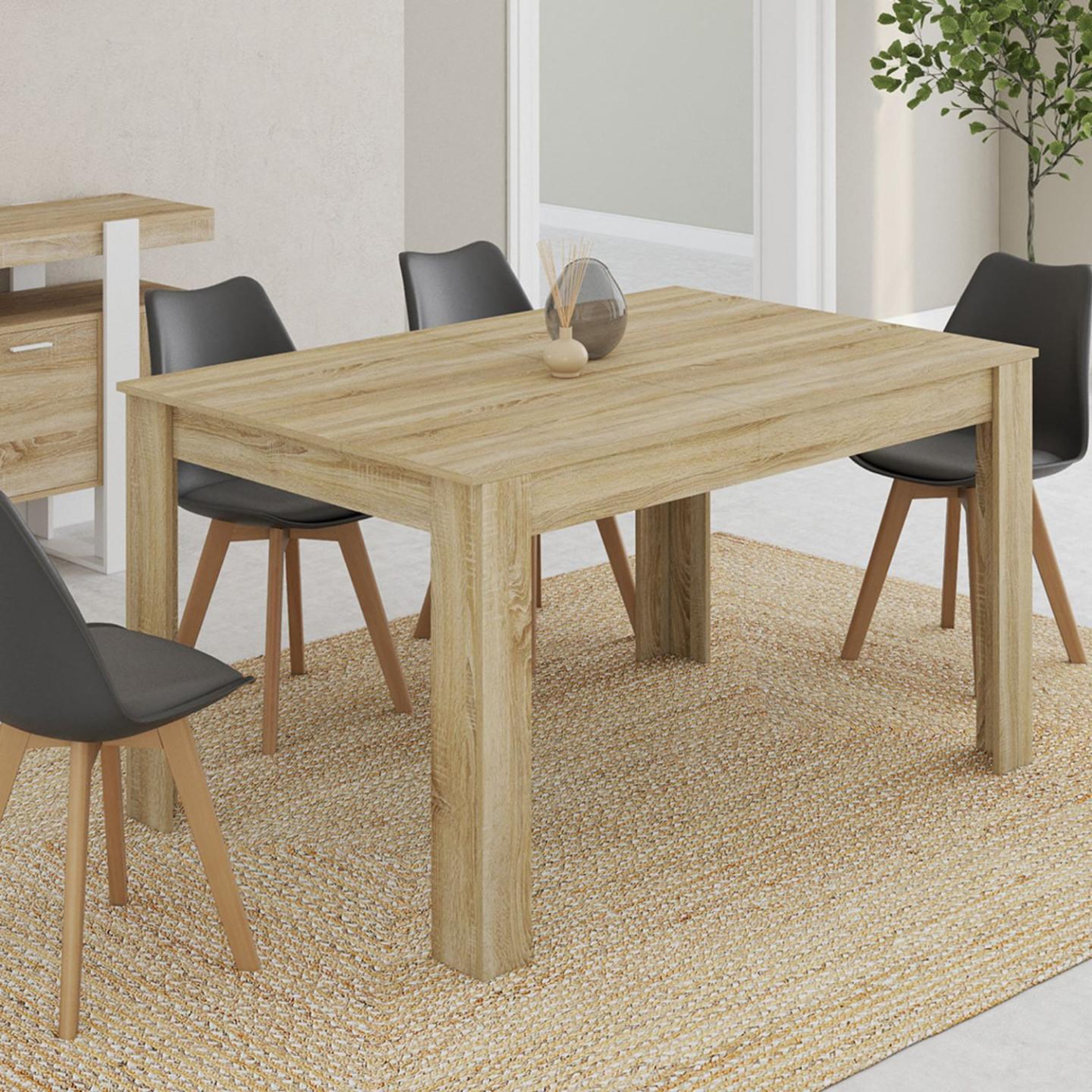 Voir la diapositive 2 : ID MARKET Table à manger rectangle georgia 6 personnes imitation hêtre 140 x 80 cm