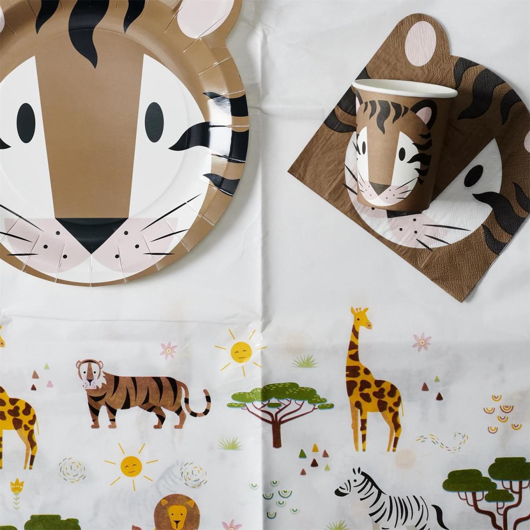 Voir la diapositive 2 : PARTY TIME Nappe en papier  savane  137x183cm blanc