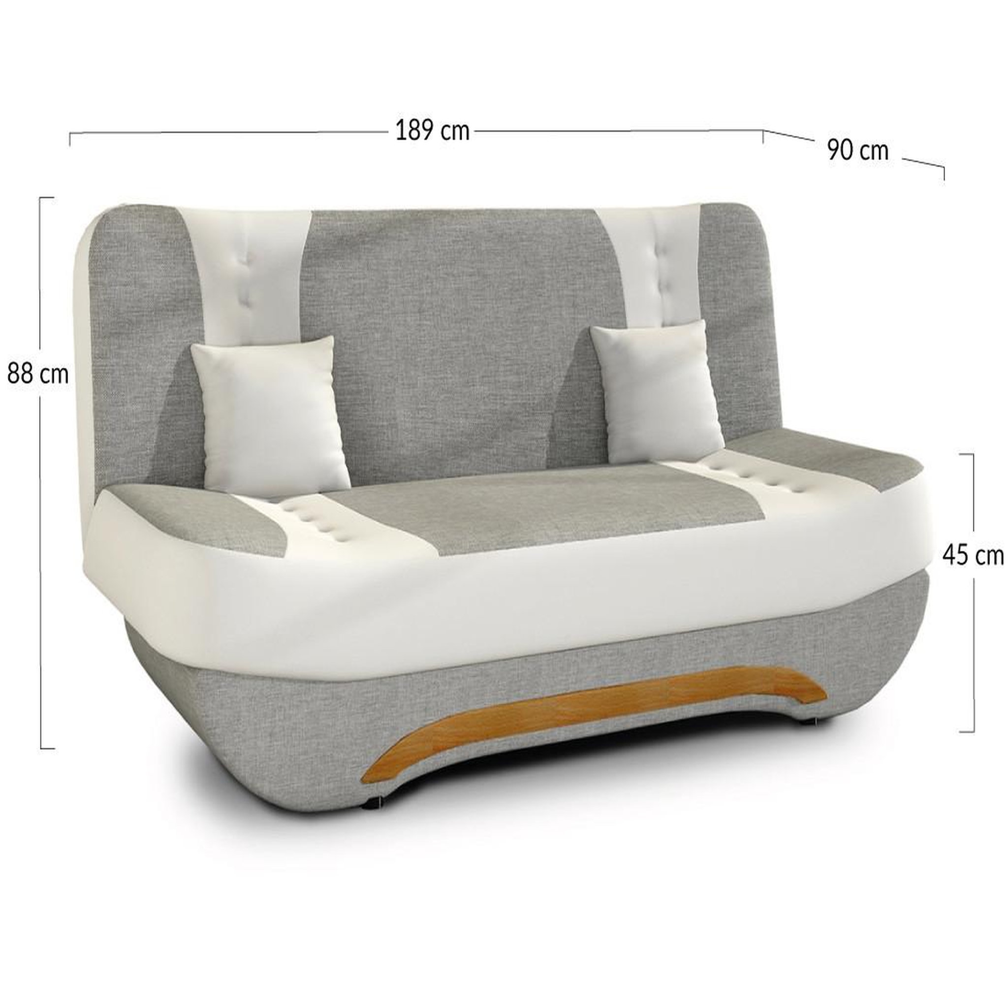 Voir la diapositive 5 : BEST MOBILIER Nelson - canapé convertible clic-clac 3 places en tissu