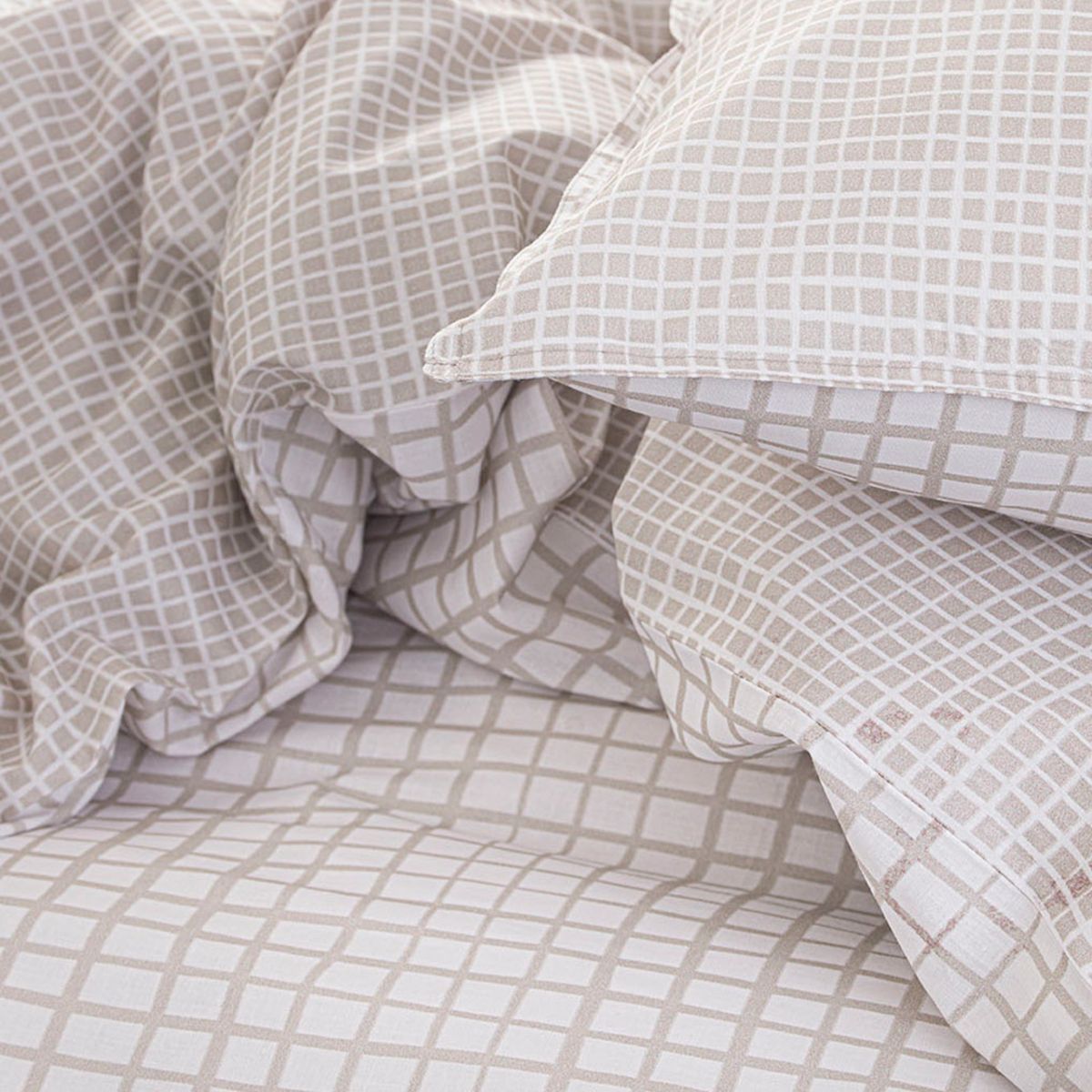 TODAY Parure housse de couette en polyester motif à carreaux QUADRI