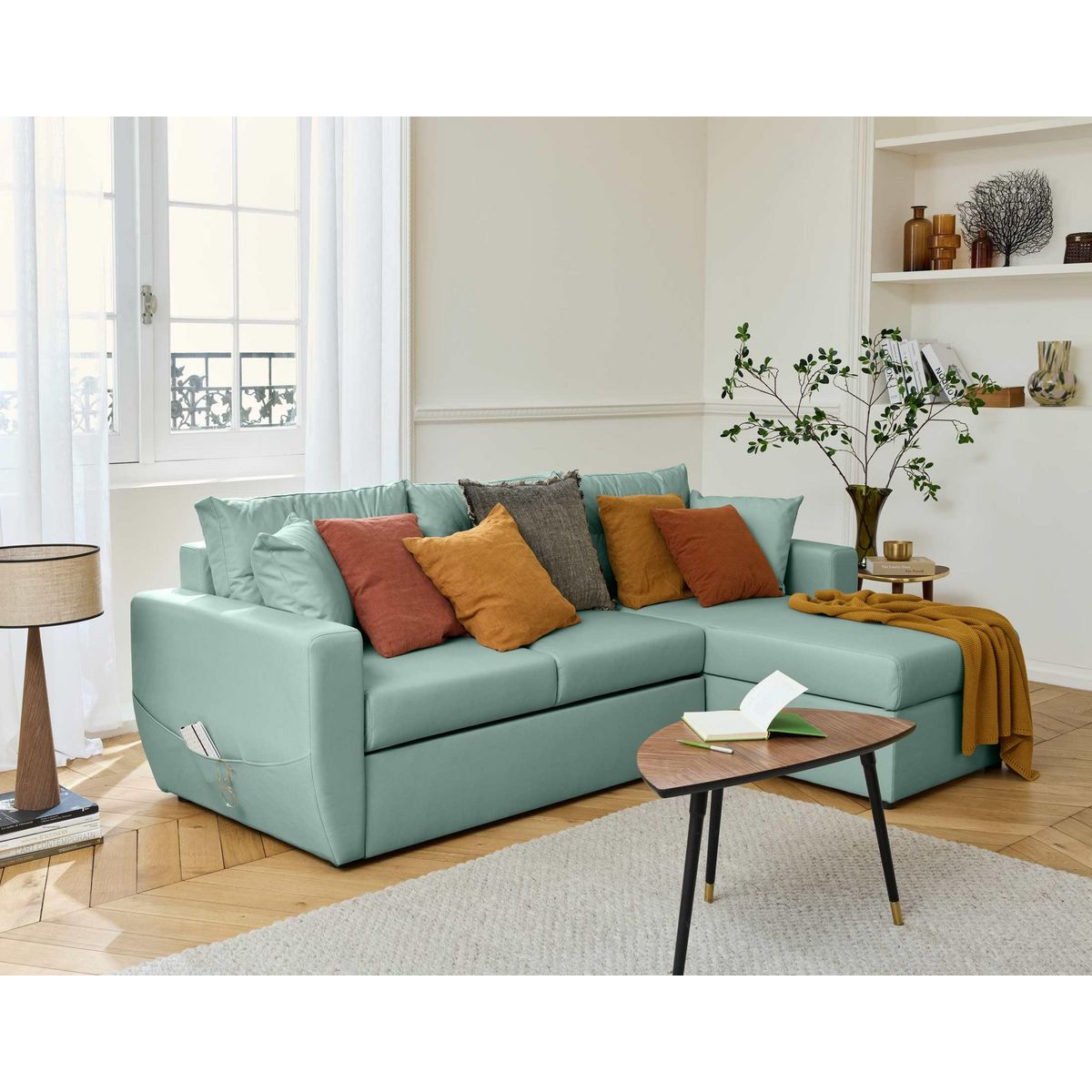 BEST MOBILIER Astoria - canapé d'angle réversible 4 places - convertible avec coffre - en simili