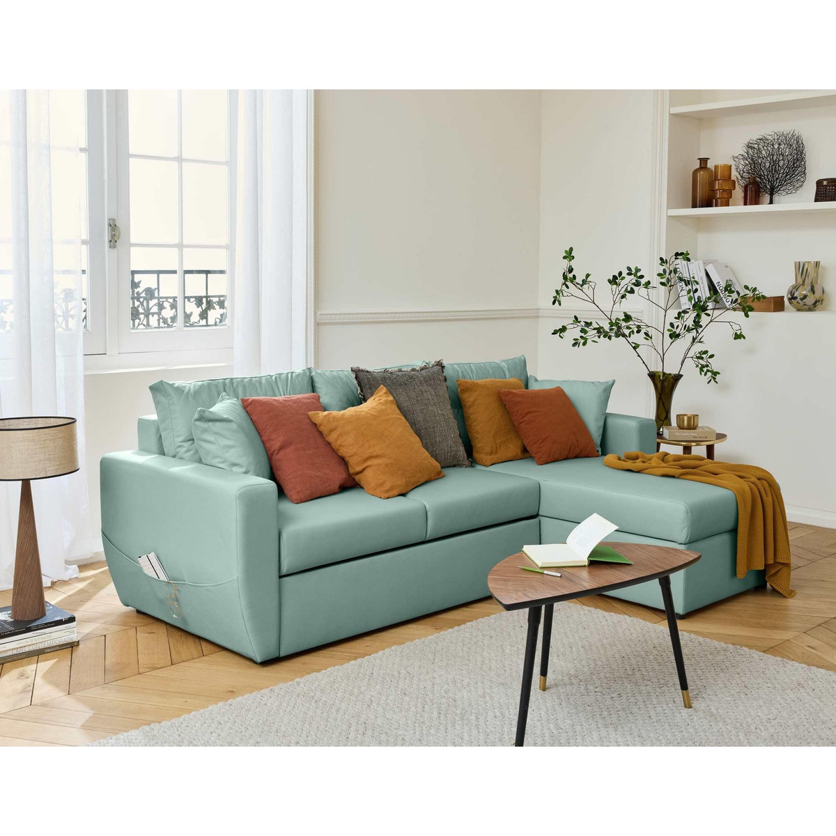 BEST MOBILIER Astoria - canapé d'angle réversible 4 places - convertible avec coffre - en simili