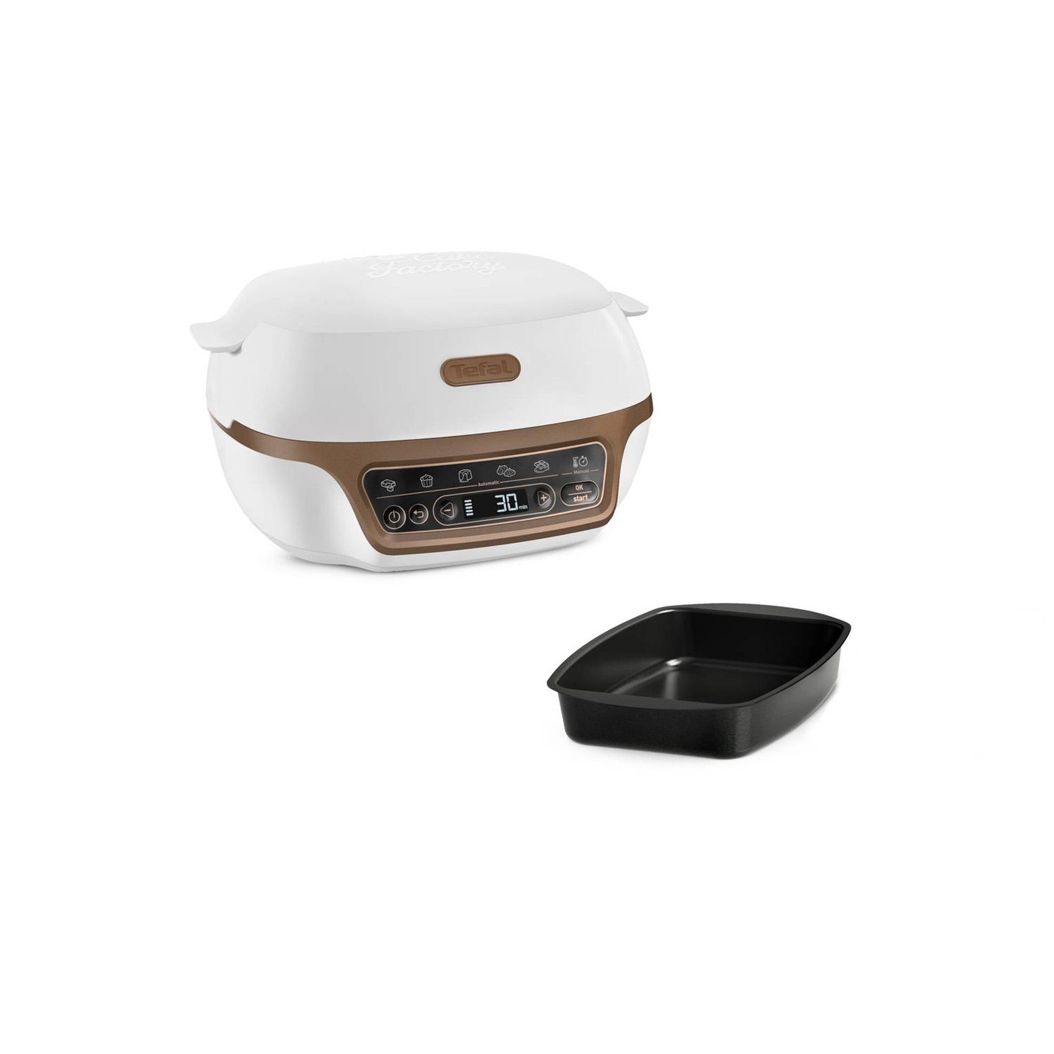 Voir la diapositive 2 : TEFAL Machine à gâteau 1100w marron/blanc - kd8001f0