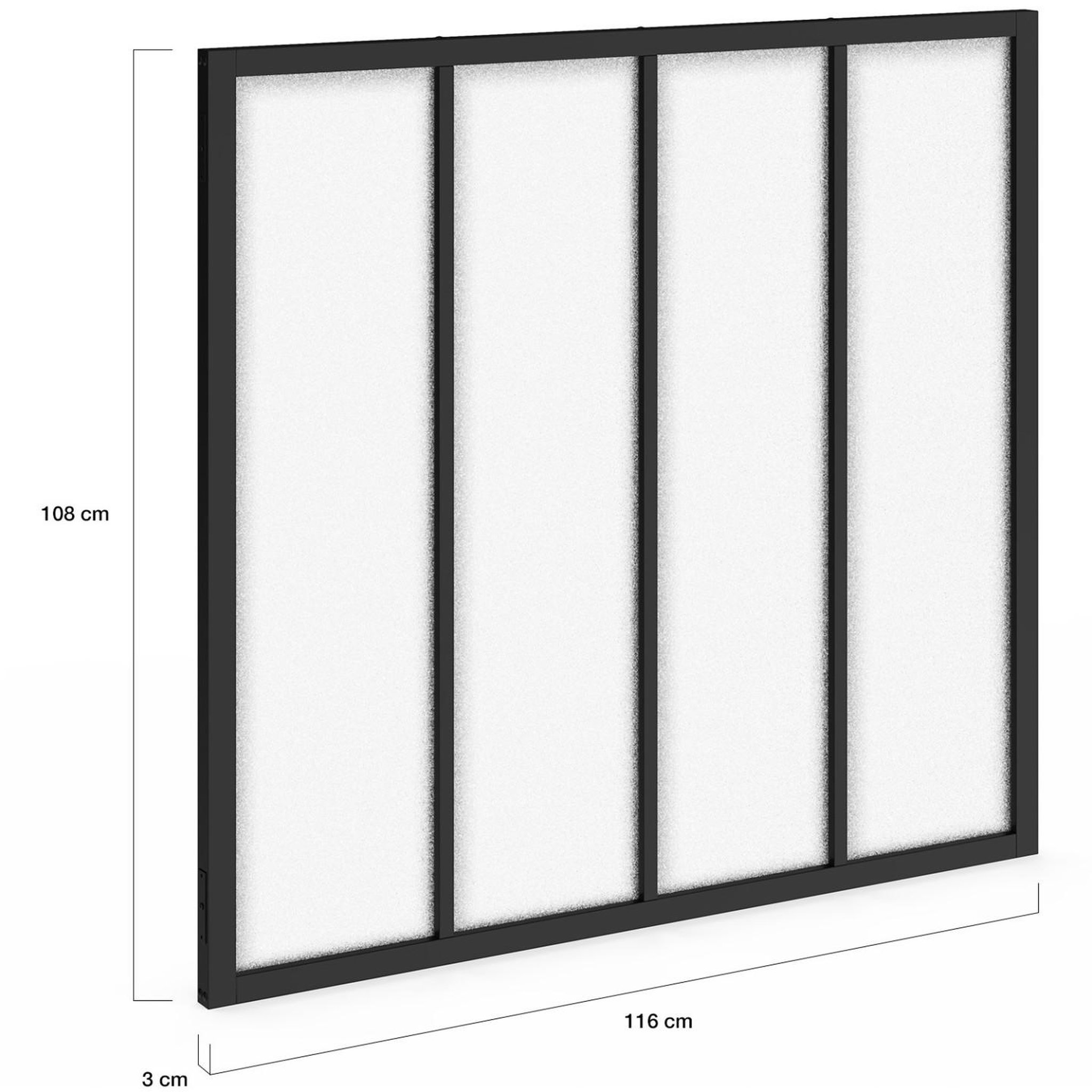 Voir la diapositive 4 : ID MARKET Verrière atelier 4 vitrages l. 116 x h. 108 cm en métal noir et verre trempé givré