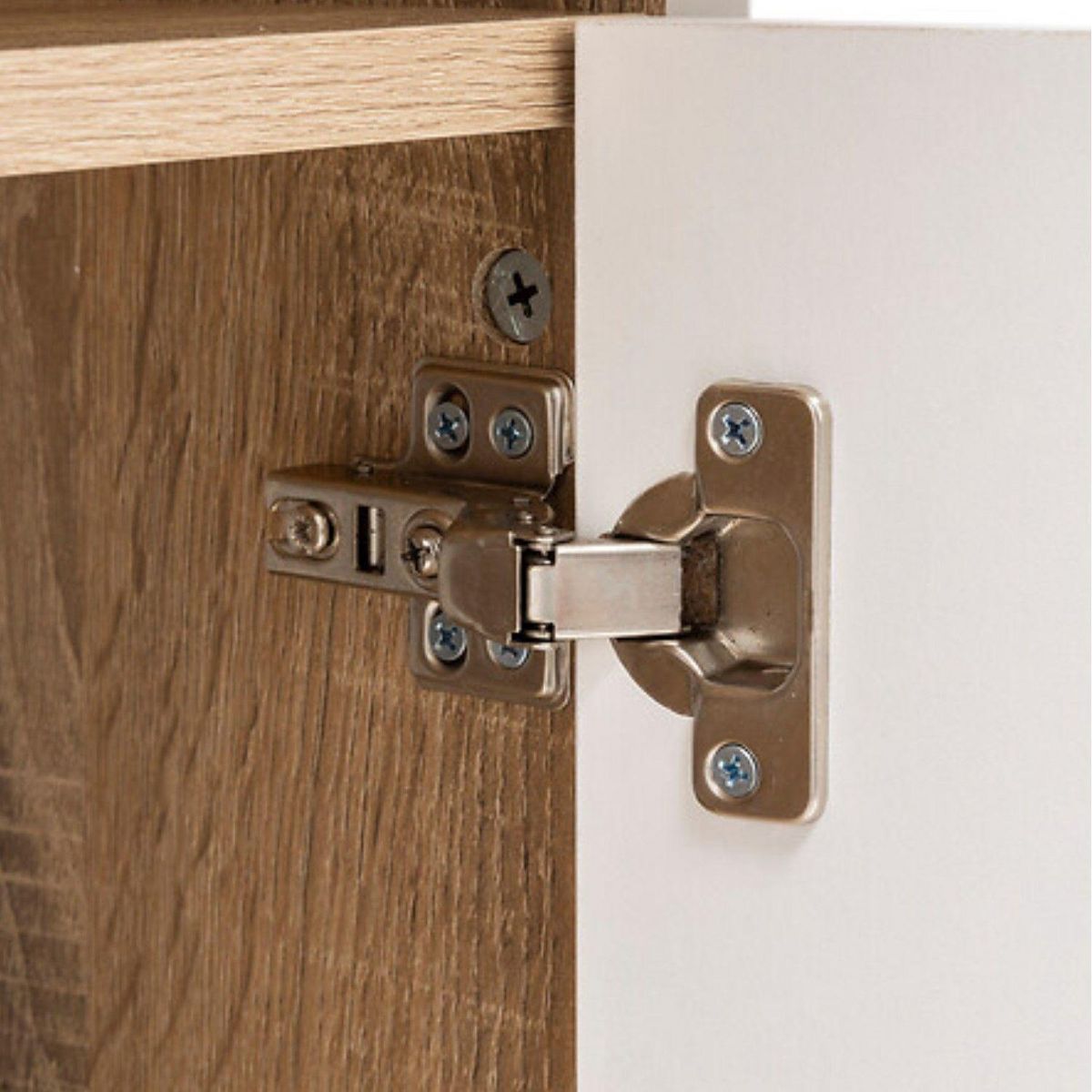 FIVE Ilot de cuisine effet bois naturel - Blanc et beige