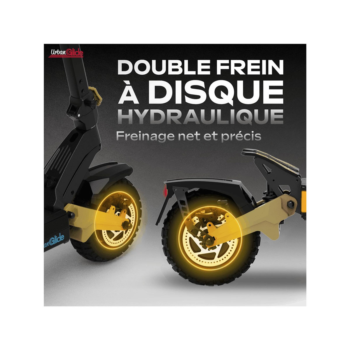 URBANGLIDE Trottinette Électrique  UrbanGlide 1000GT 2X2 – 2 X 1400W, 25 km/h, Autonomie 100 km, Pneu tout terrain 10 , Batterie 52V/23.4Ah - 33Kg
