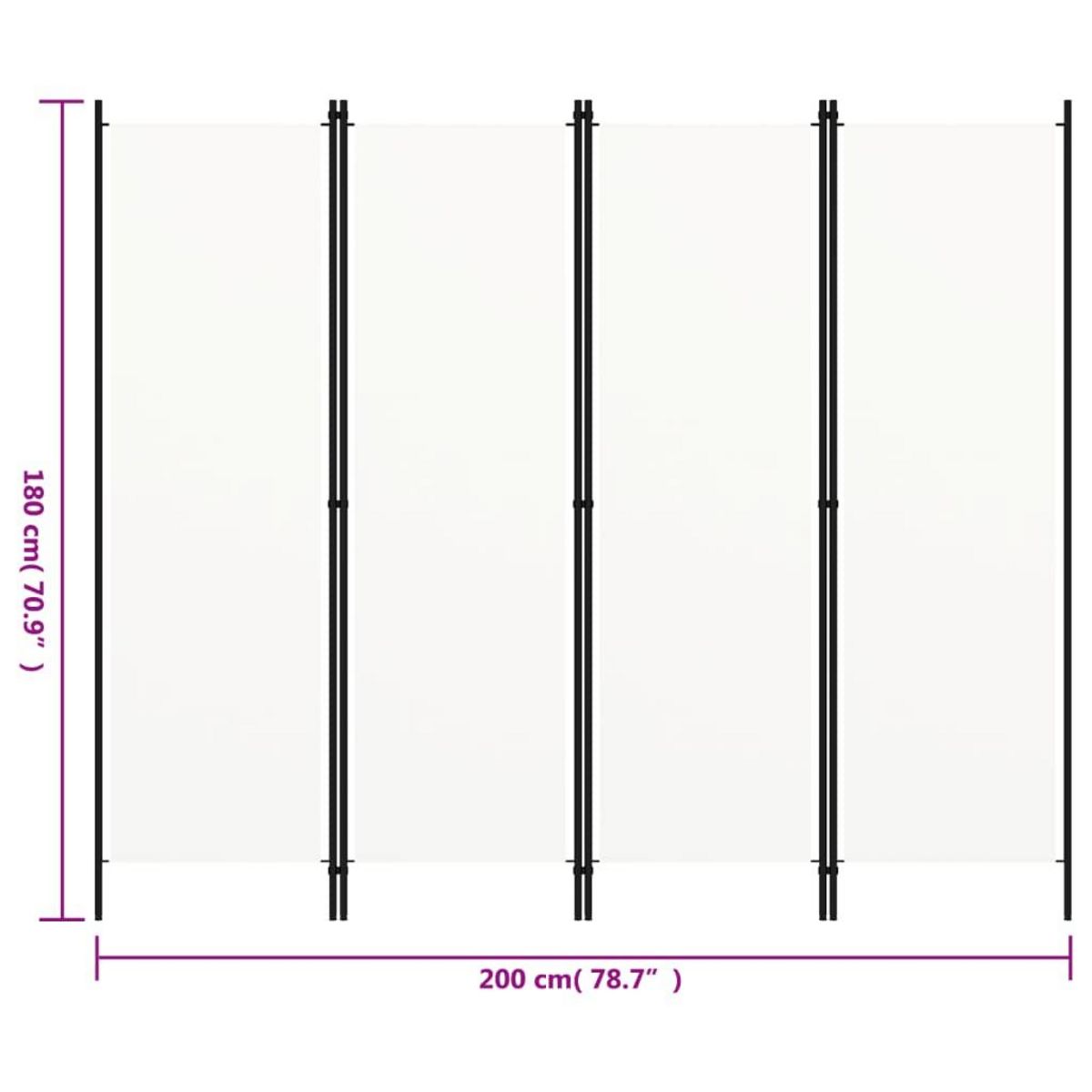 VIDAXL Cloison de separation 4 panneaux Blanc 200x180 cm