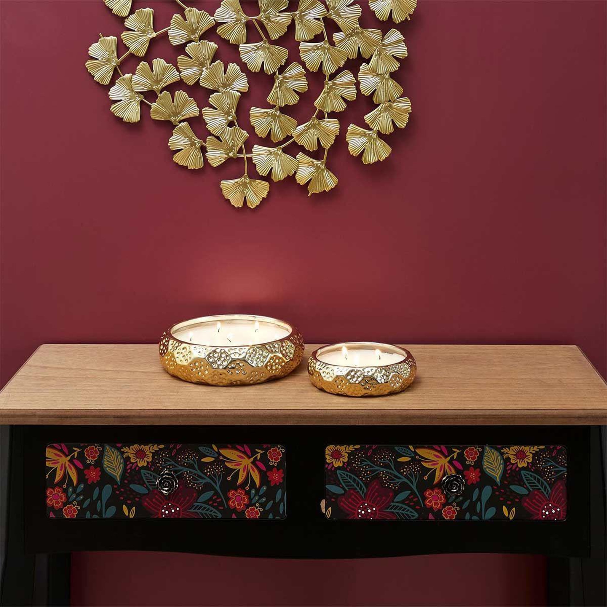 Voir la diapositive 2 : The Home Deco Factory Bougie parfumée en céramique  7 mèches  20cm or