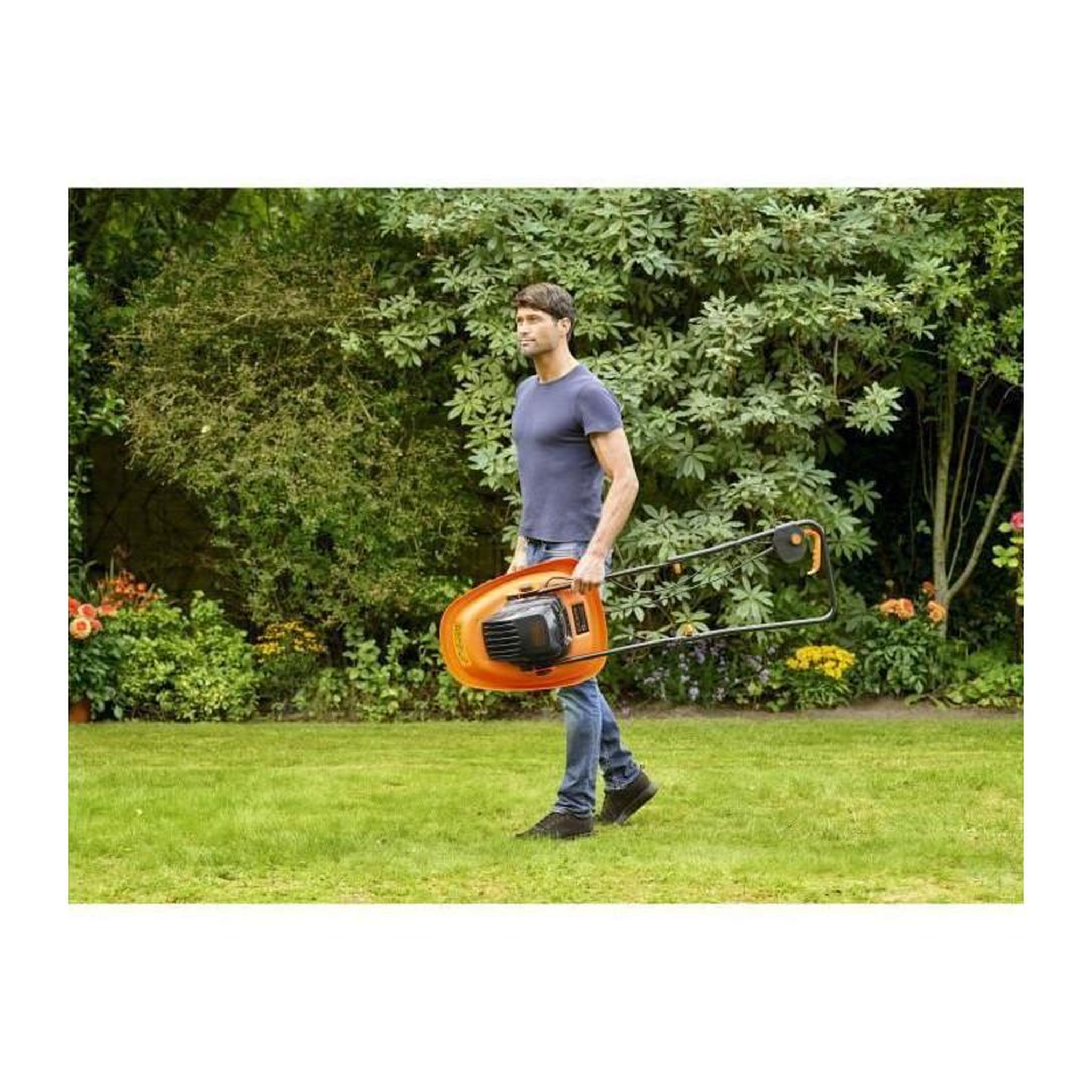 Voir la diapositive 3 : Black et Decker BLACK + DECKER Tondeuse electrique sur coussin dair 30cm - 1200 W - 6 lames -  BEMWH551-QS