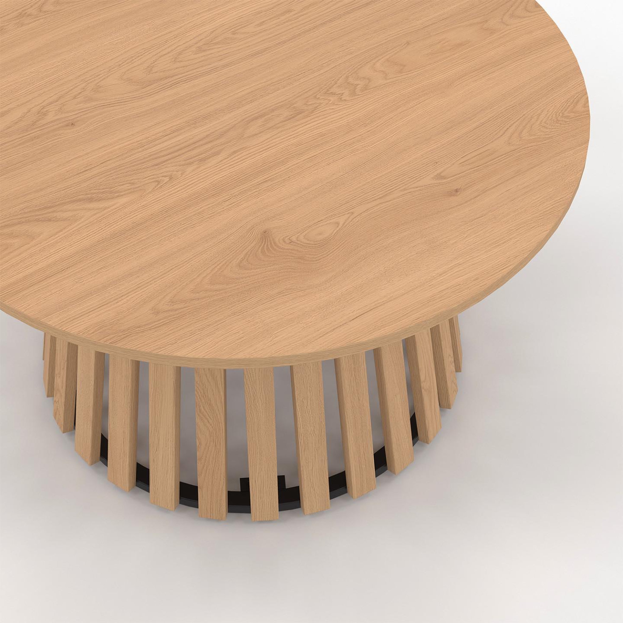 Voir la diapositive 5 : ID MARKET Table basse ronde carmen 70 cm pied bois en lattes et plateau bois