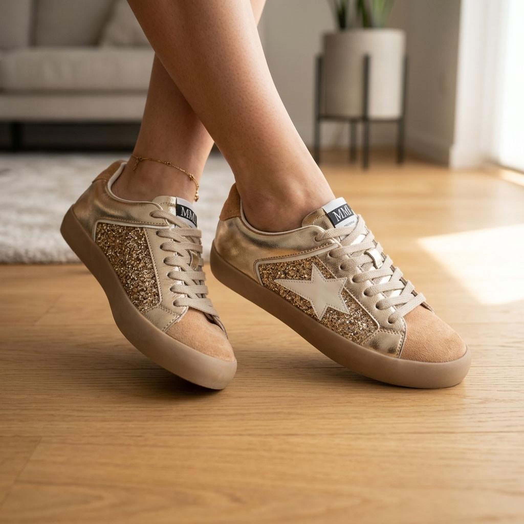 Voir la diapositive 2 : OZABI OZABI Sneakers Glitter Femme Étoile Plateforme MMXXIV