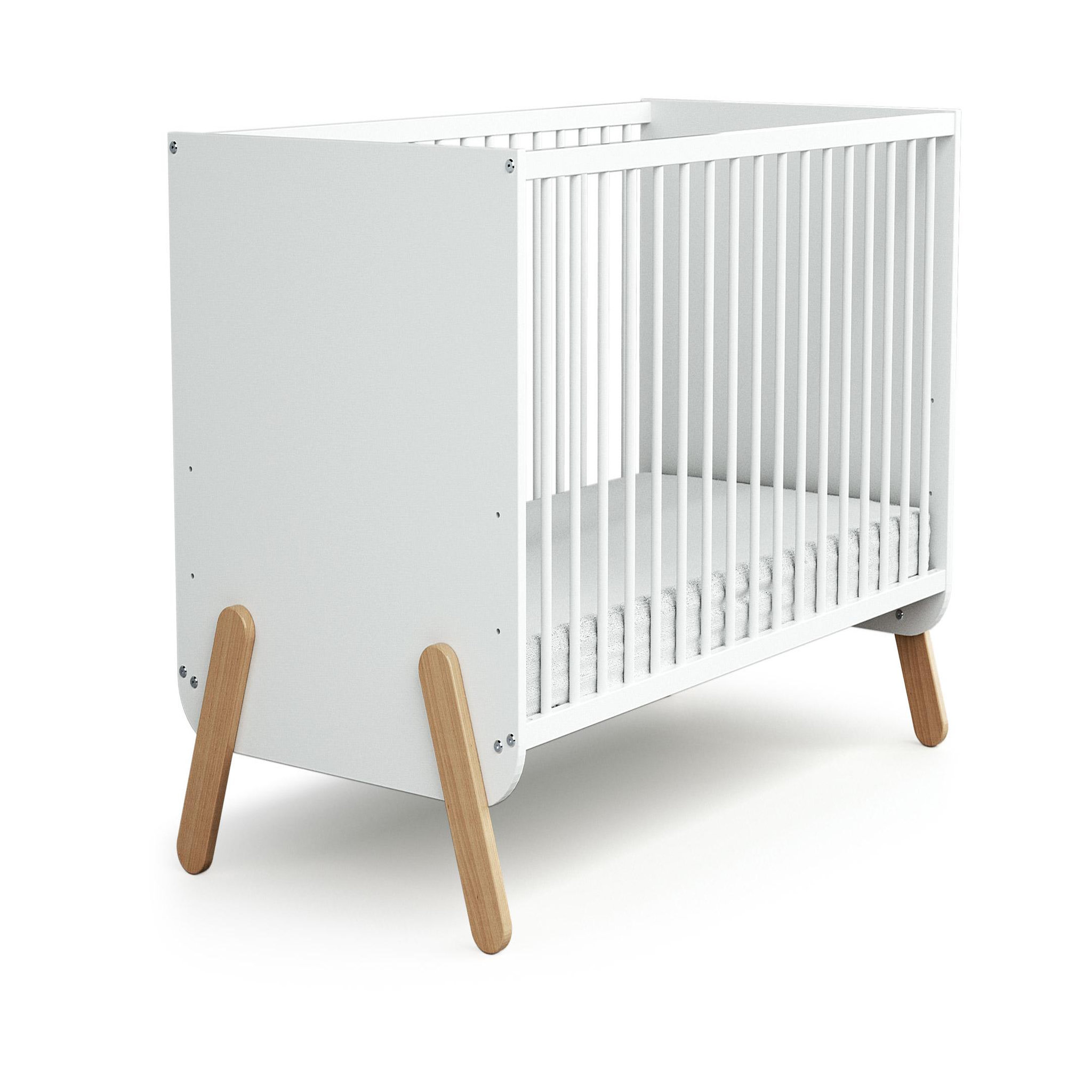 Voir la diapositive 3 : AT4 Chambre bébé lit, meuble à langer et armoire Blanc et Hêtre Verni