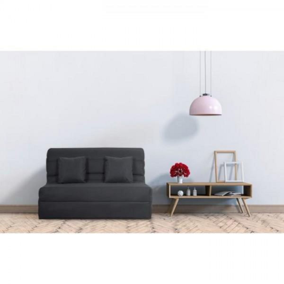 DUNLOPILLO DUNLOPILLO Banquette BZ - Tissu Noir + 2 coussins noir - L 140 x P 99 x H 98 cm ALICE