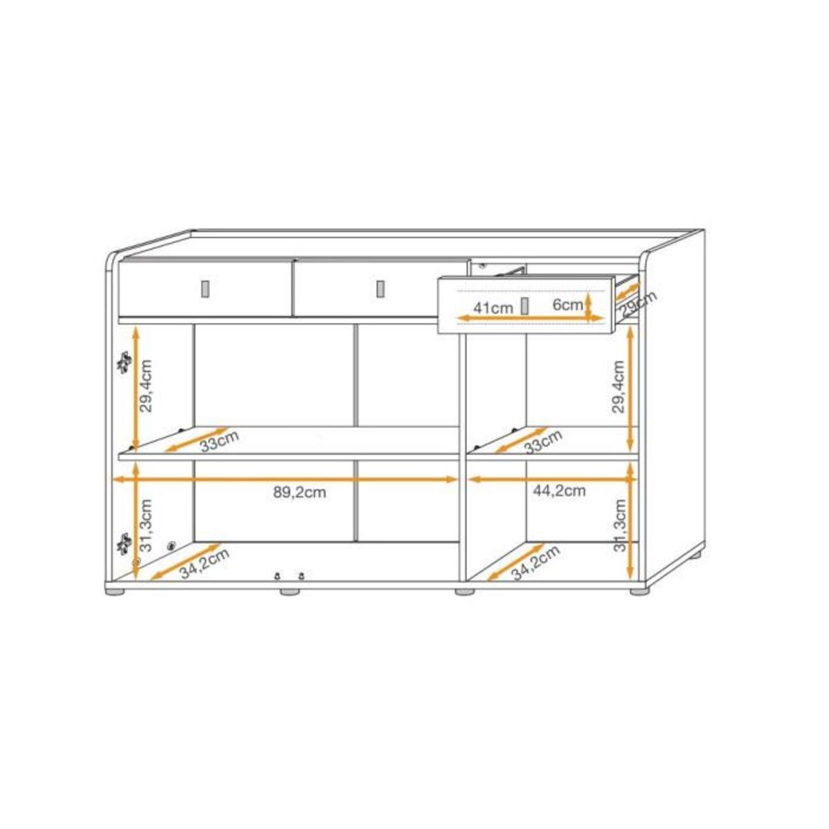 Paris Prix Buffet 3 Tiroirs Design  Vivero  139cm Gris & Naturel