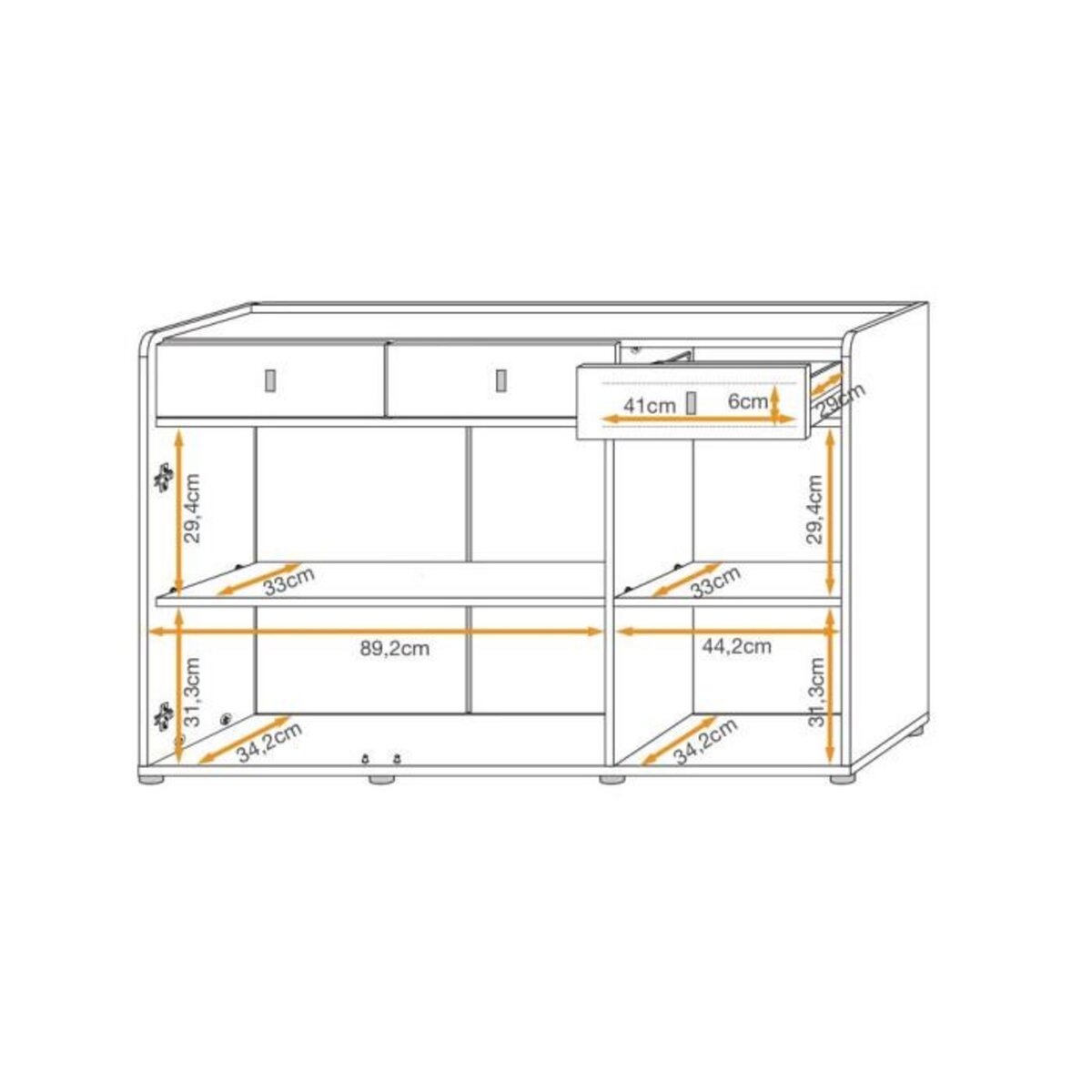 Paris Prix Buffet 3 Tiroirs Design  Vivero  139cm Gris & Naturel